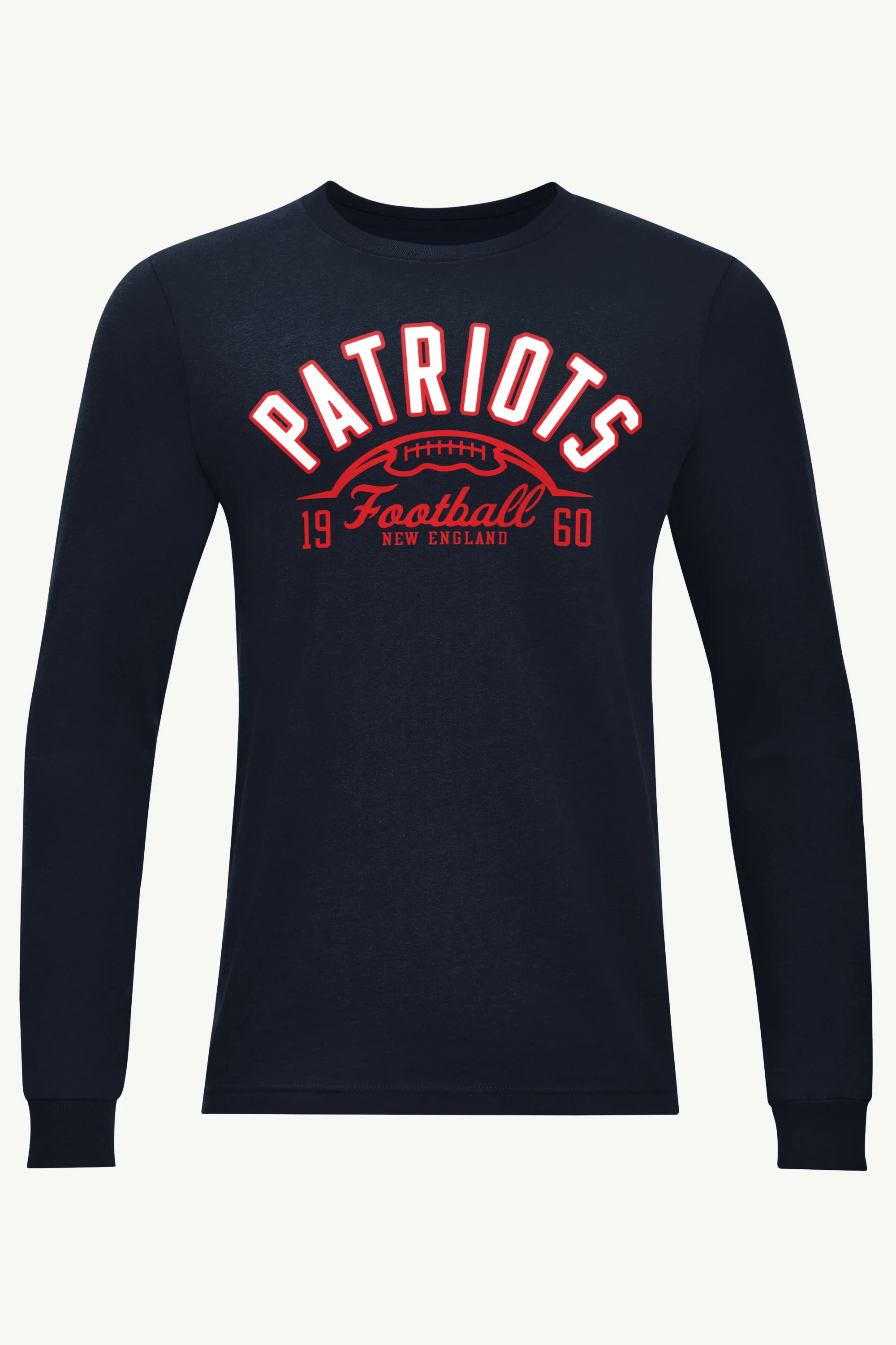 MENS NEW ENGLAND PATRIOTS HALF BALL LONG SLEEVE T SHIRT