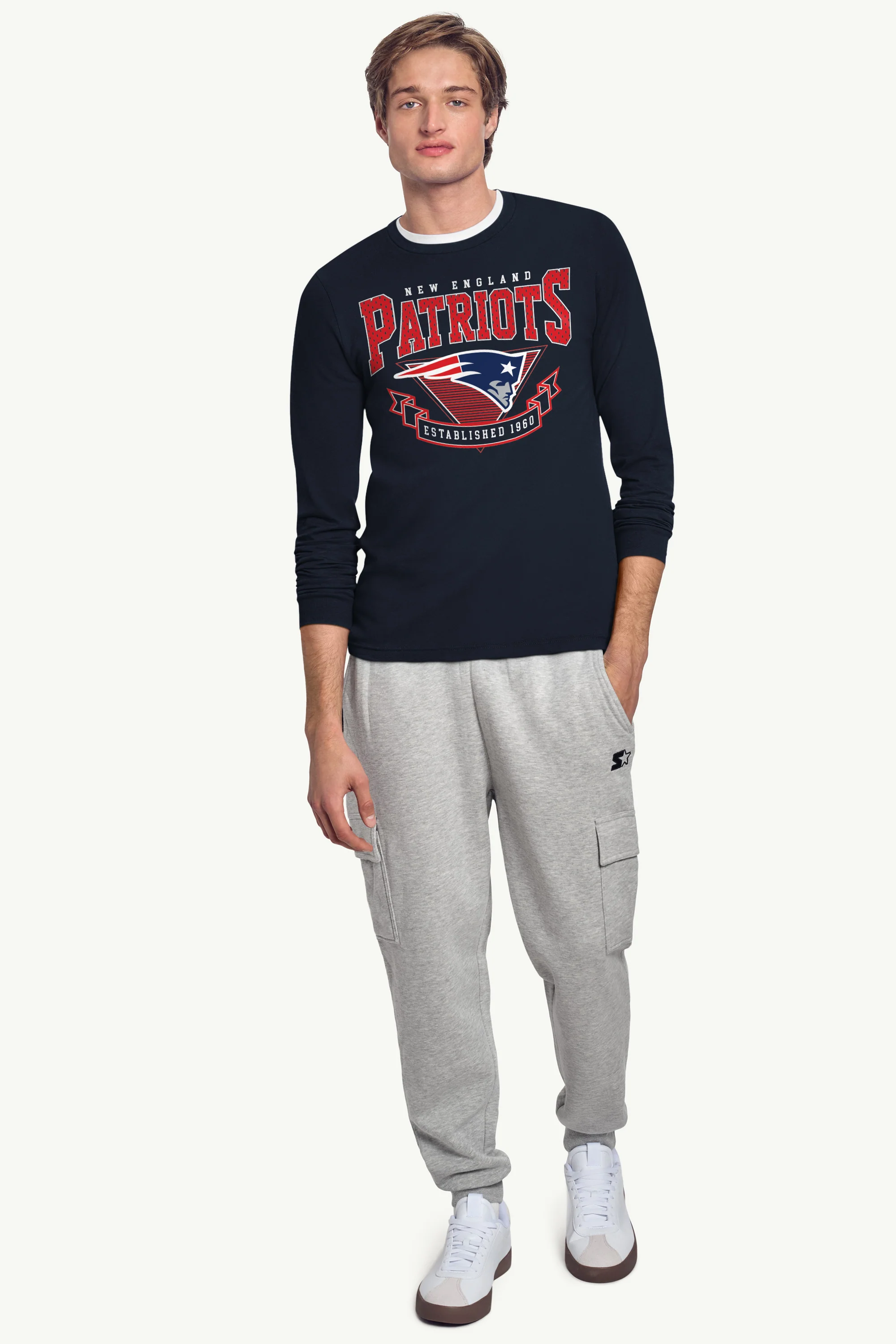 MENS NEW ENGLAND PATRIOTS 80's INSPIRED LONG SLEEVE T SHIRT - Image 3