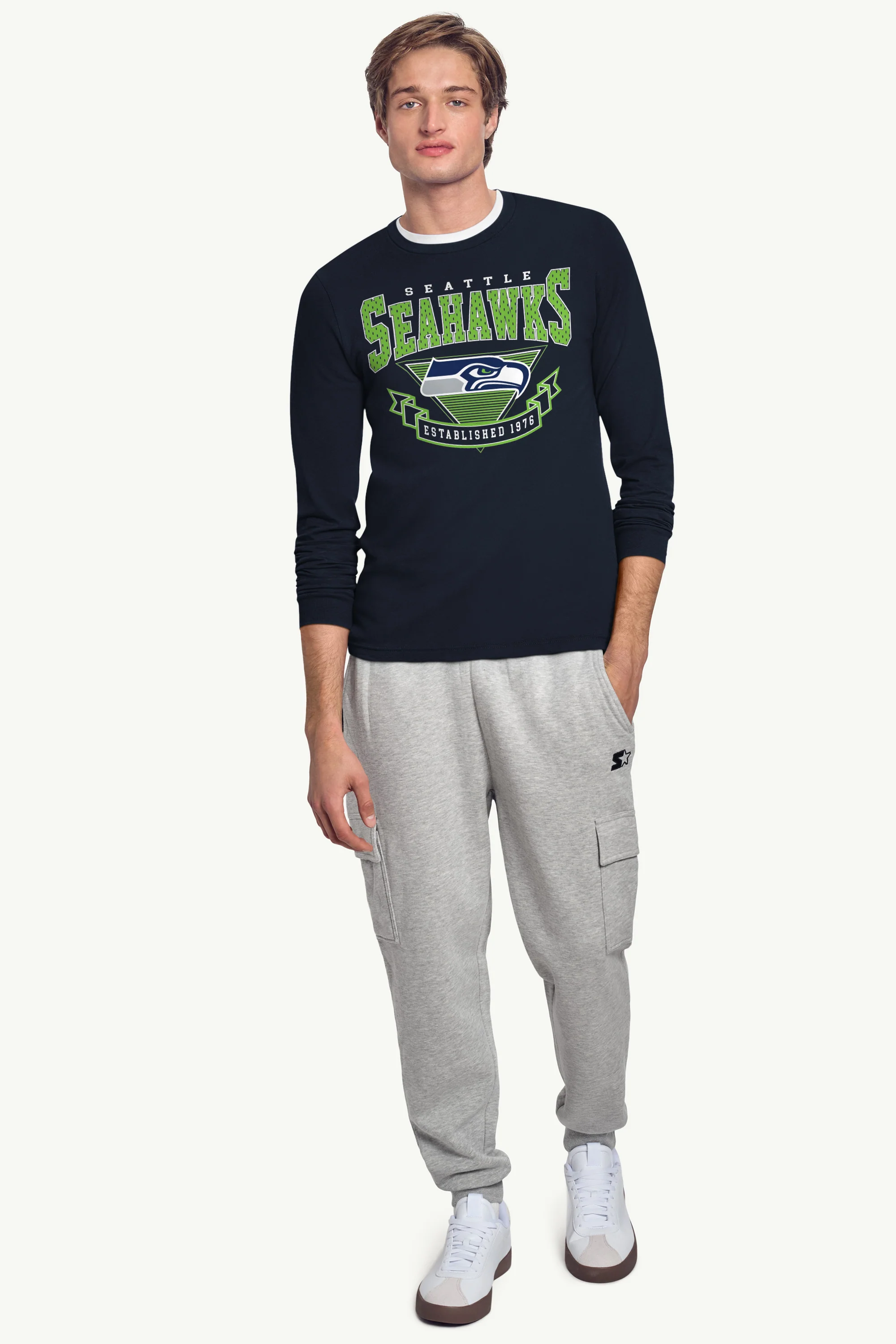 MENS SEATTLE SEAHAWKS 80's INSPIRED LONG SLEEVE T SHIRT - Image 3