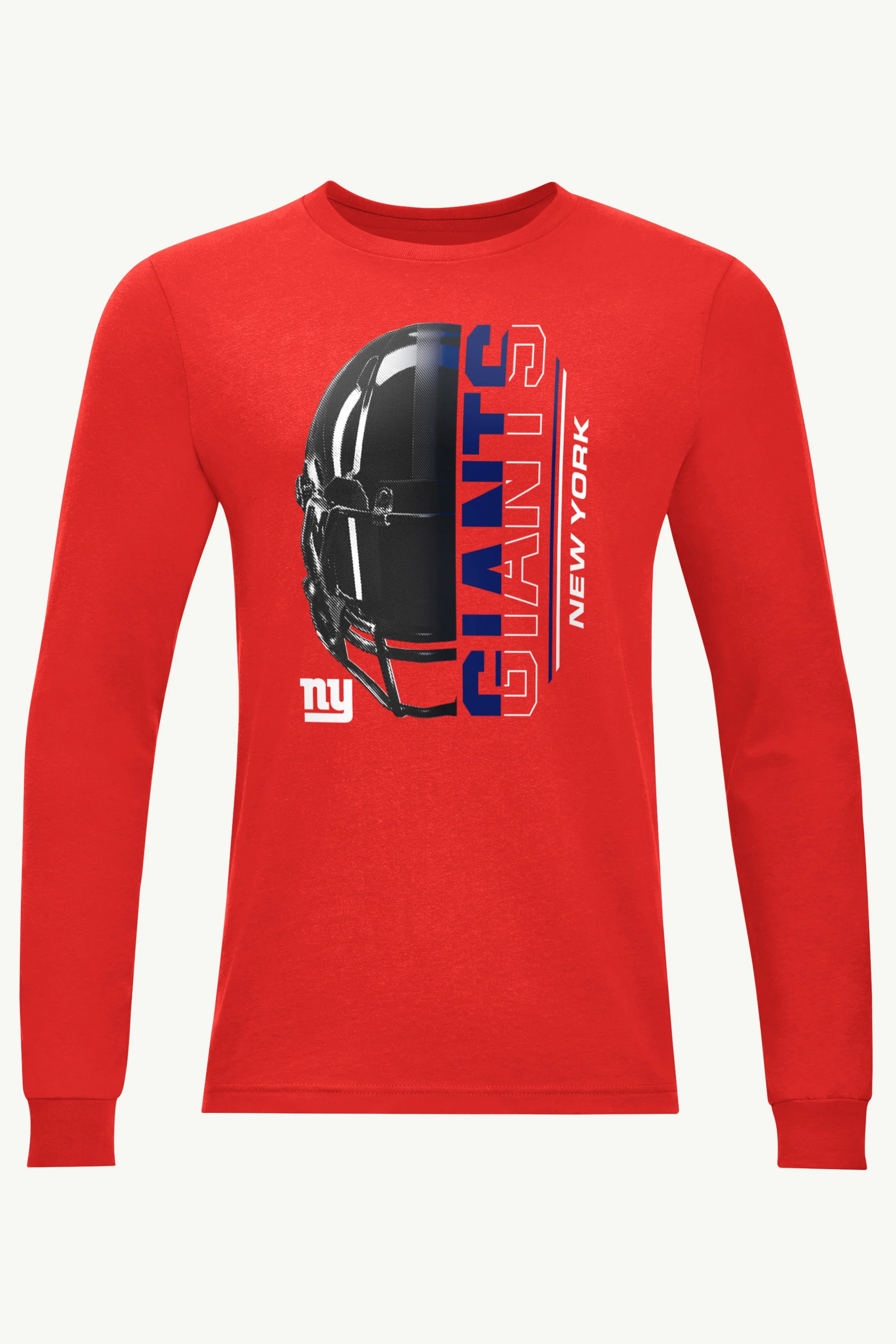 MENS NEW YORK GIANTS HALF HELMET LONG SLEEVE T SHIRT
