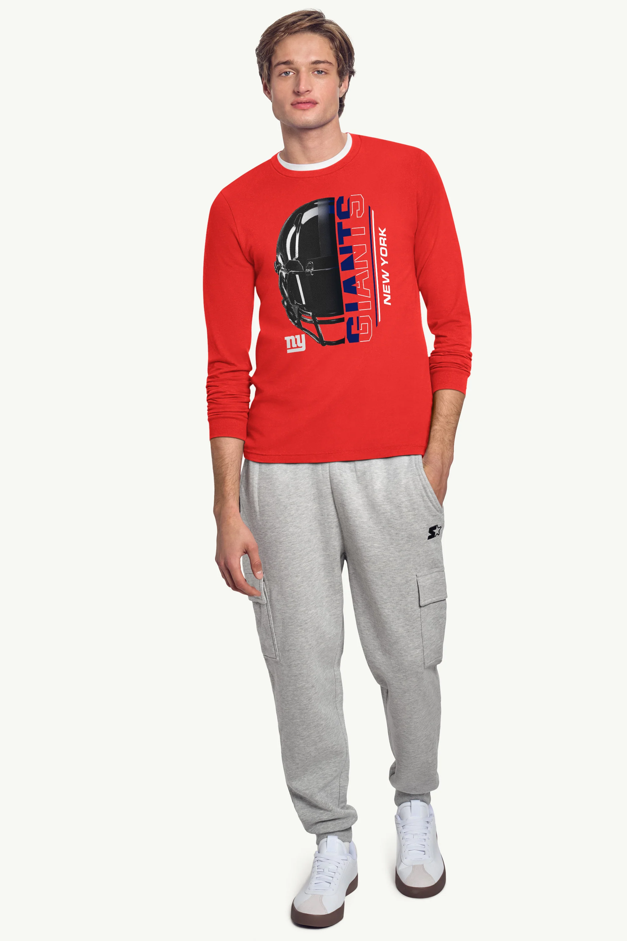 MENS NEW YORK GIANTS HALF HELMET LONG SLEEVE T SHIRT - Image 2