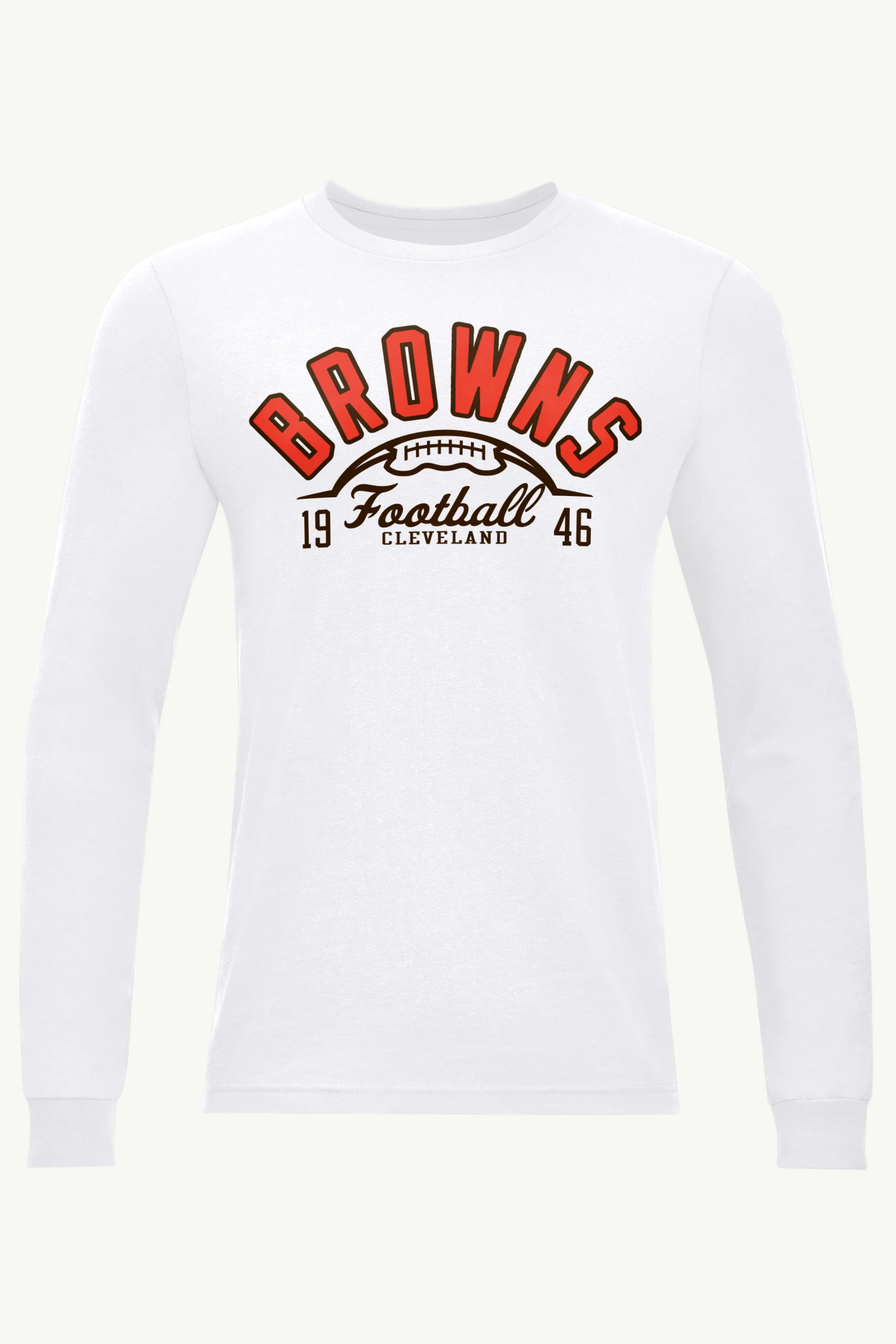 MENS CLEVELAND BROWNS HALF BALL TEAM LONG SLEEVE T SHIRT