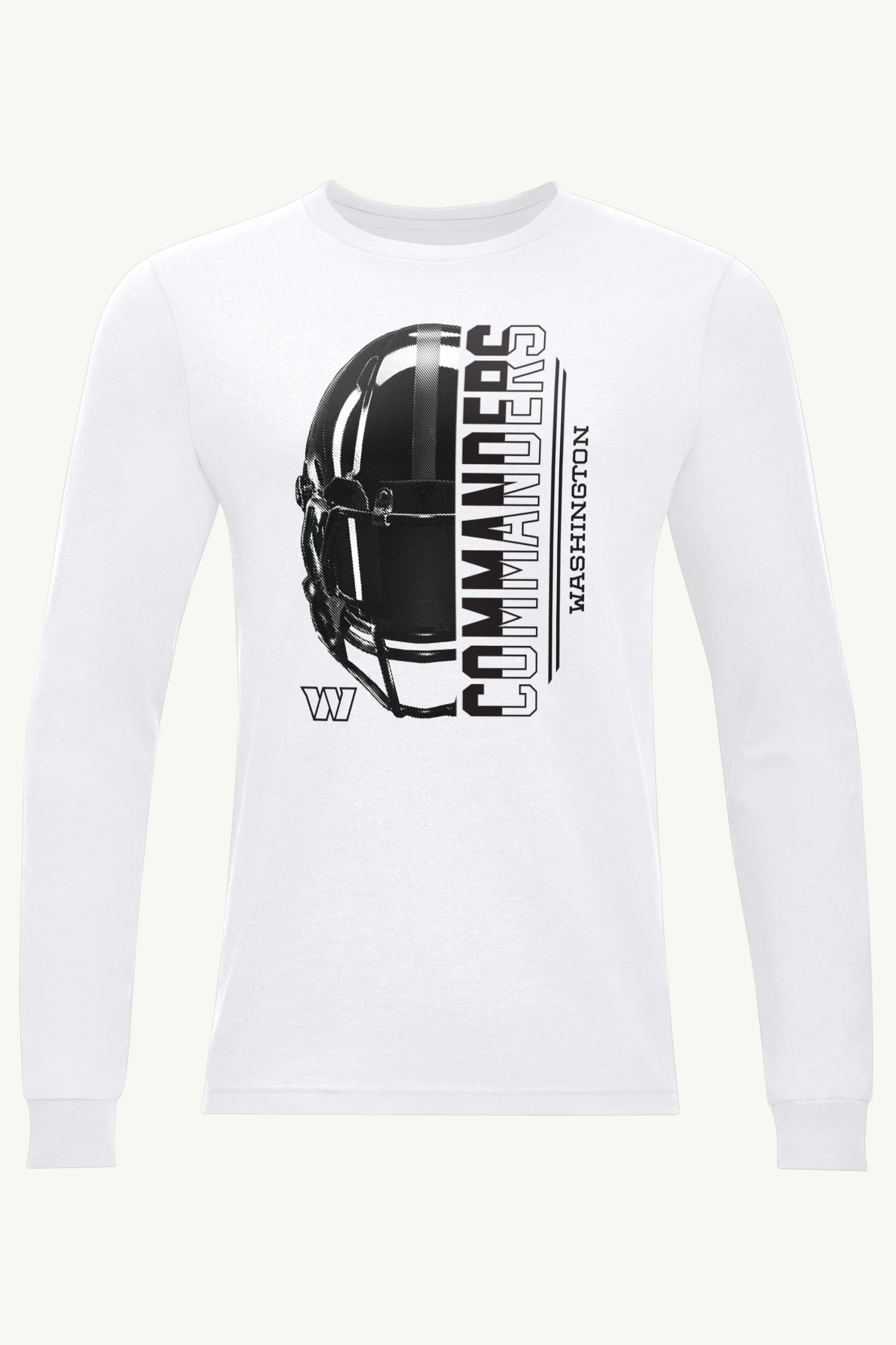 MENS WASHINGTON COMMANDERS HALF HELMET LONG SLEEVE T SHIRT