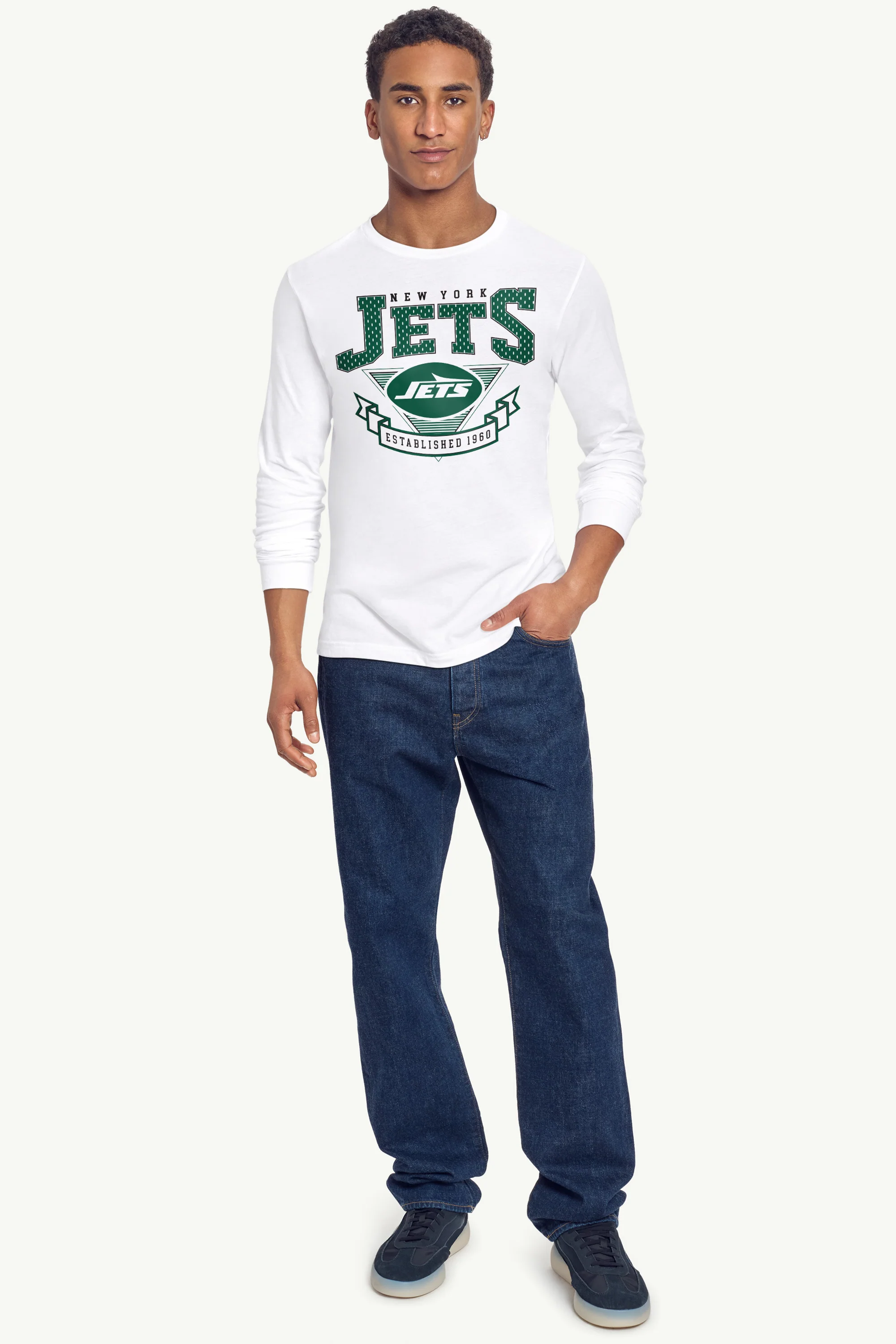 MENS NEW YORK JETS 80's INSPIRED LONG SLEEVE T SHIRT - Image 3