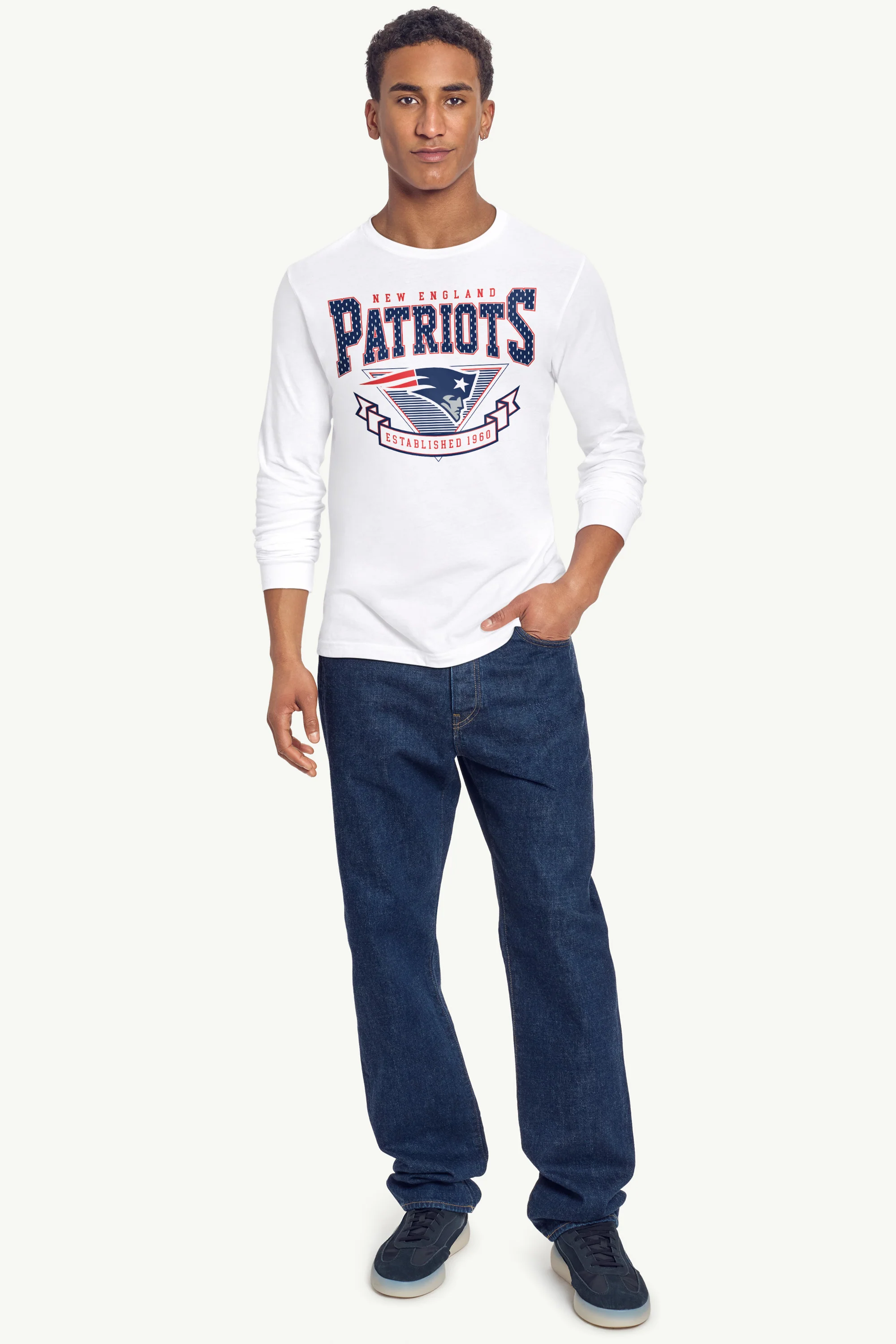MENS NEW ENGLAND PATRIOTS 80's INSPIRED LONG SLEEVE T SHIRT - Image 4