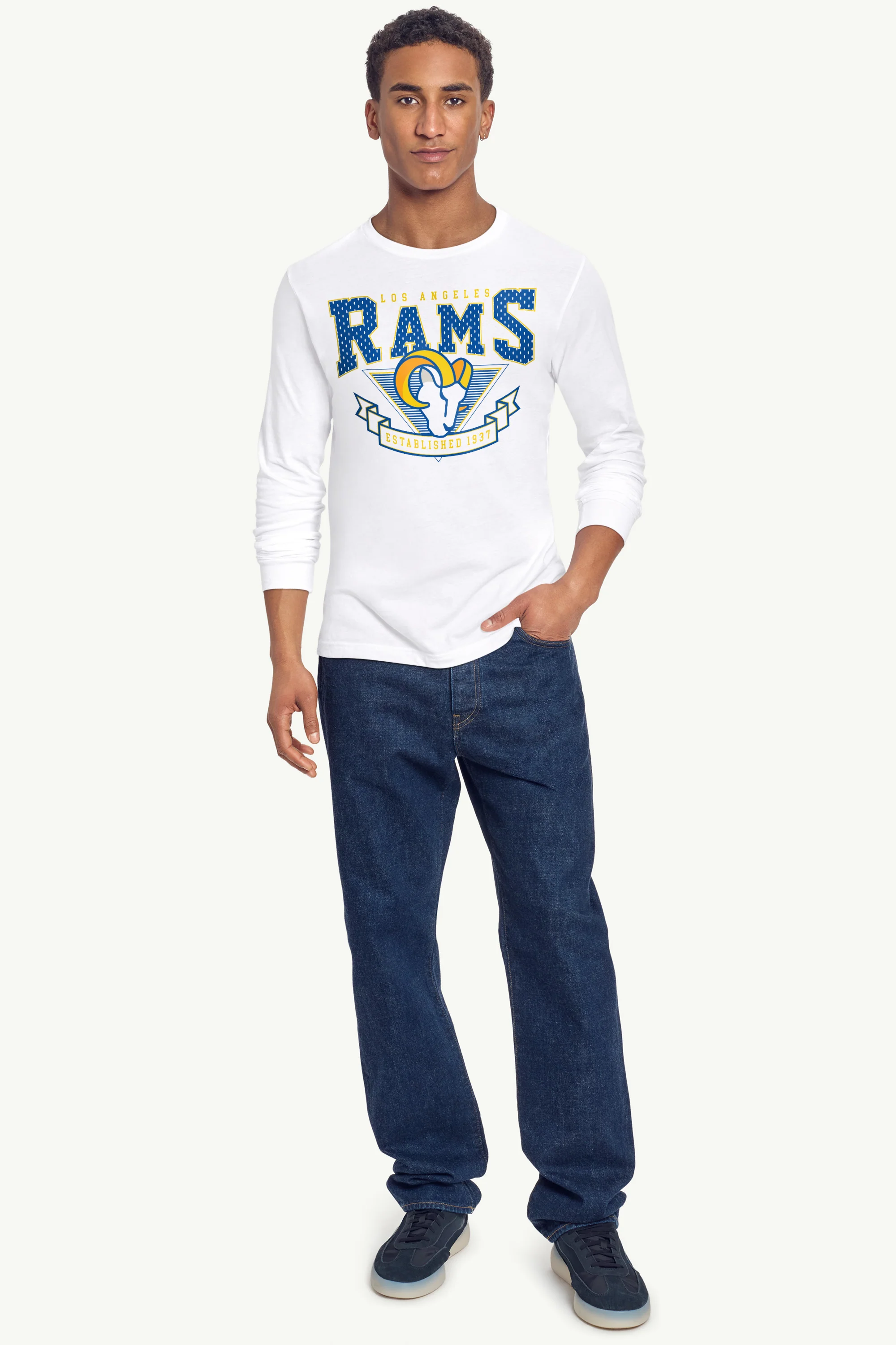 MENS LOS ANGELES RAMS 80's INSPIRED LONG SLEEVE T SHIRT - Image 3