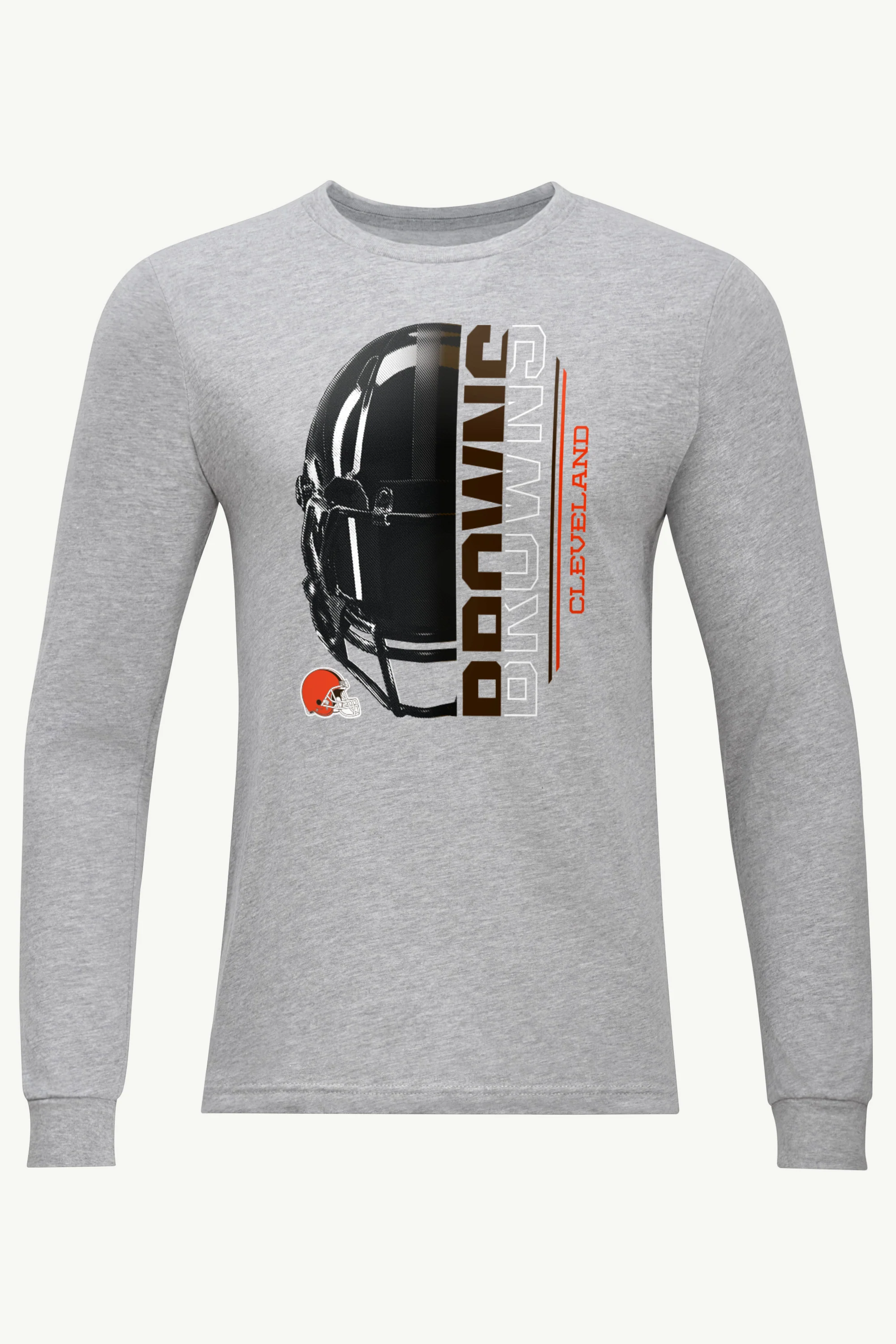 MENS CLEVELAND BROWNS HALF HELMET LONG SLEEVE T SHIRT
