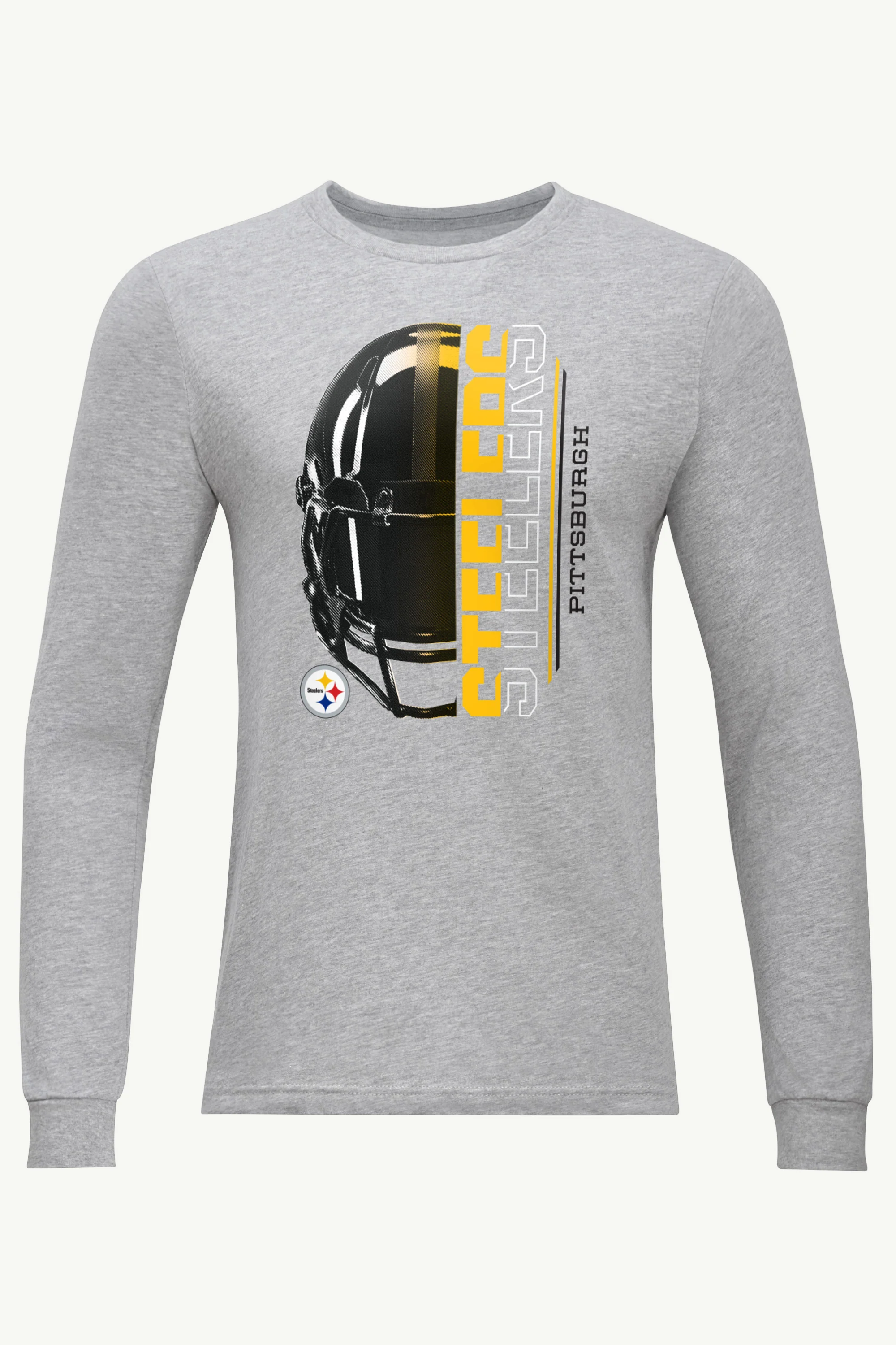 MENS PITTSBURGH STEELERS HALF HELMET LONG SLEEVE T SHIRT