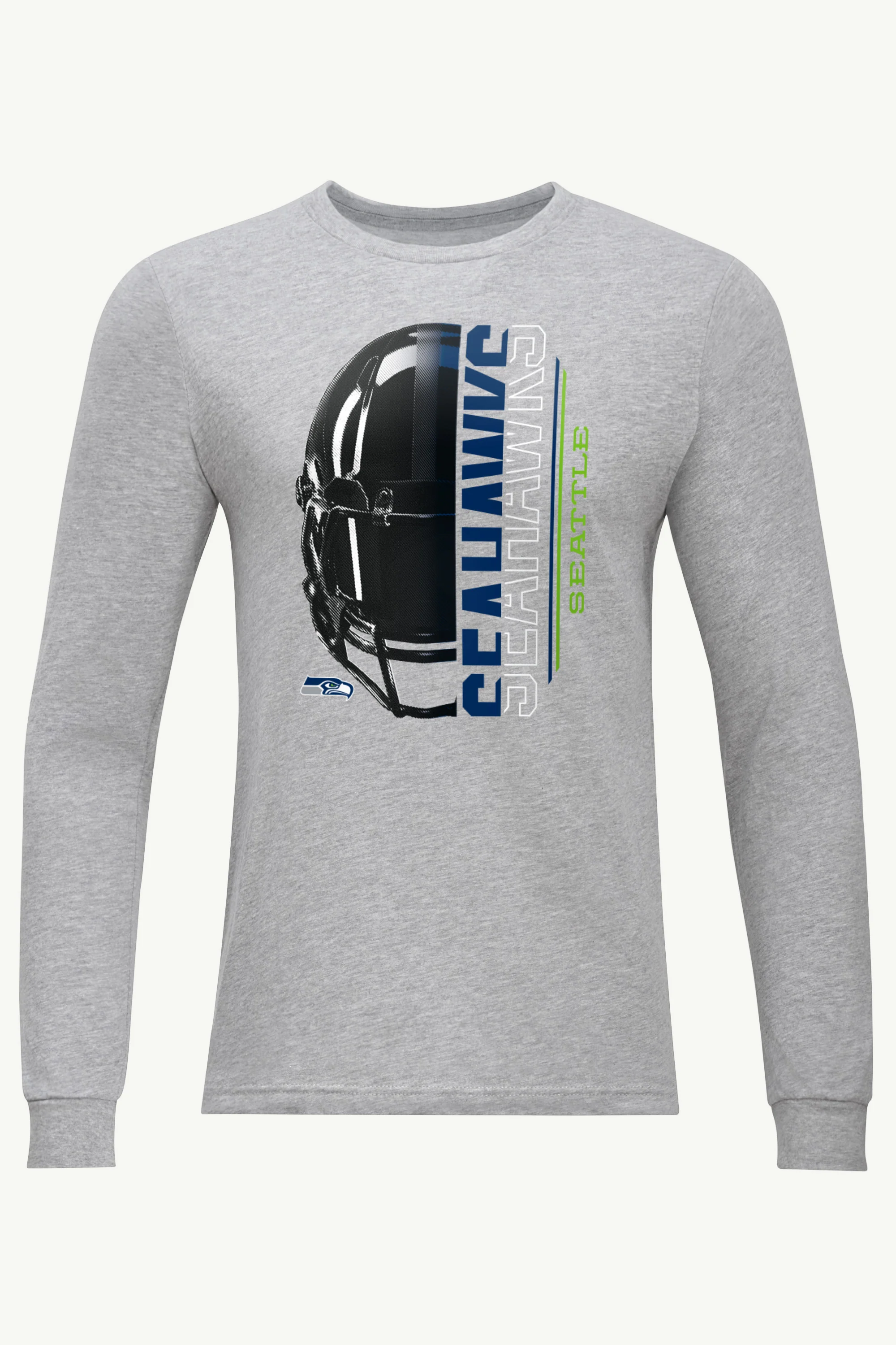 MENS SEATTLE SEAHAWKS HALF HELMET LONG SLEEVE T SHIRT