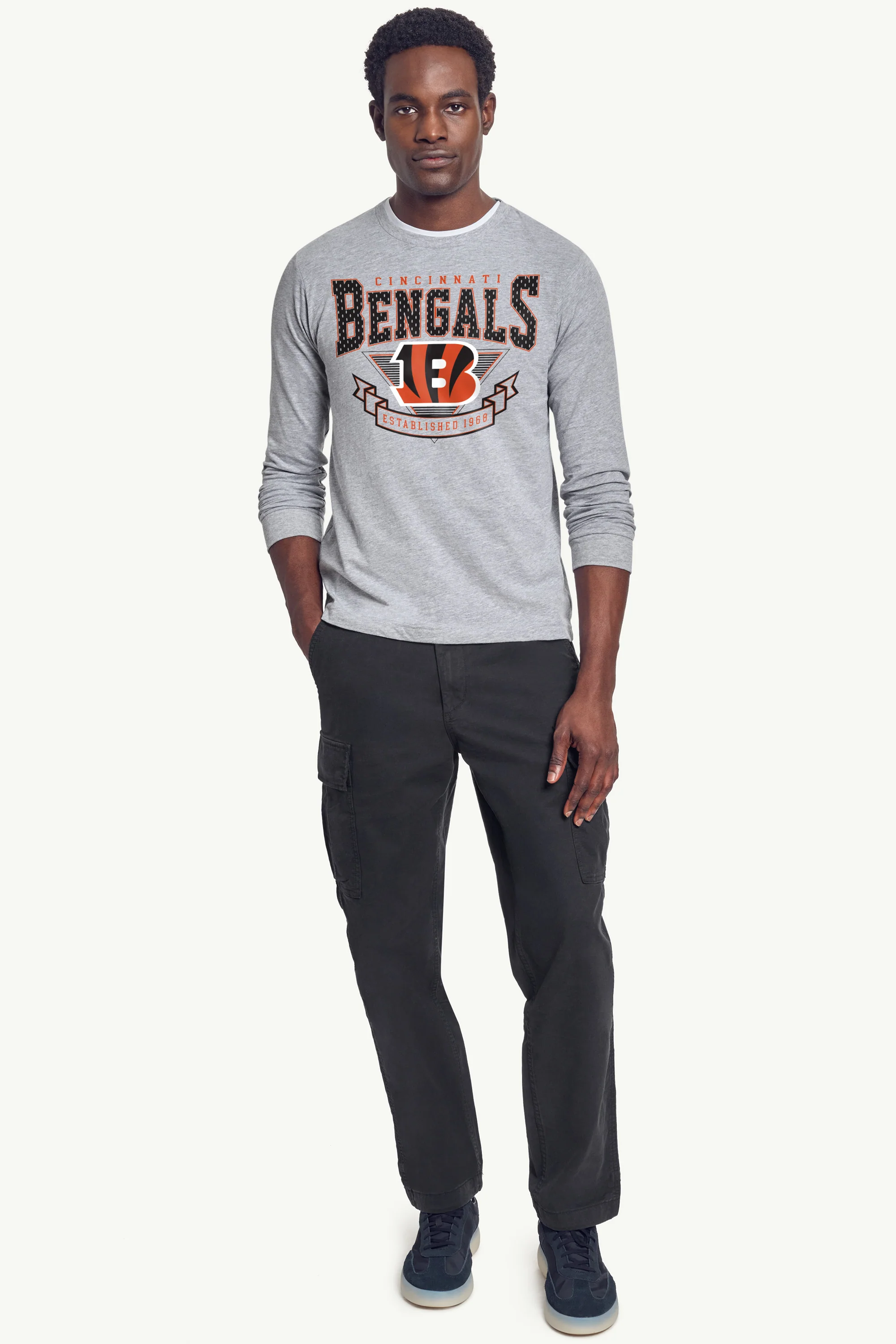 MENS CINCINATTI BENGALS 80's INSPIRED LONG SLEEVE T SHIRT - Image 2
