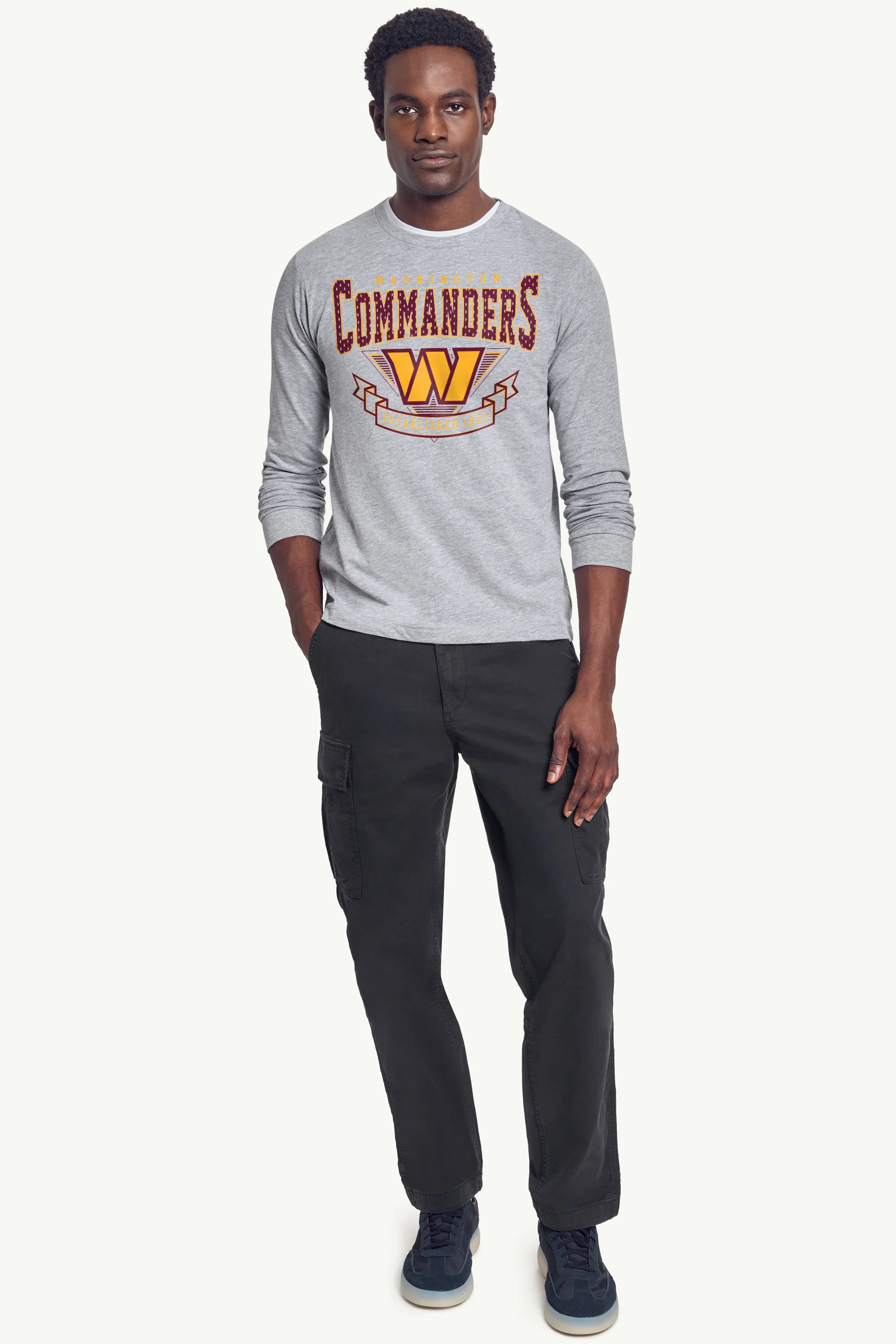 MENS WASHINGTON COMMANDERS 80's INSPIRED LONG SLEEVE T SHIRT - Image 2