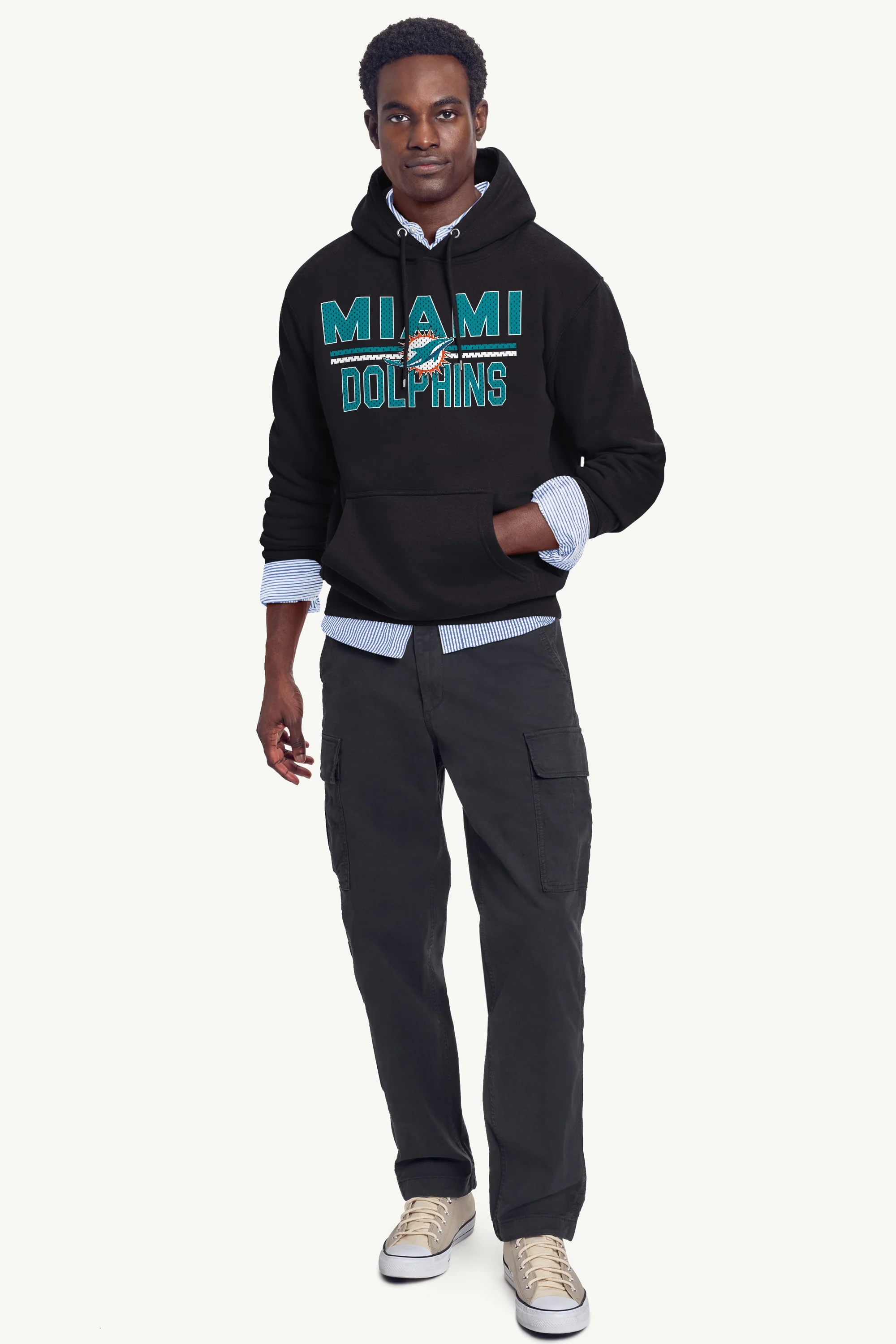 MENS MIAMI DOLPHINS MESH LOOK HOODIE - Image 2