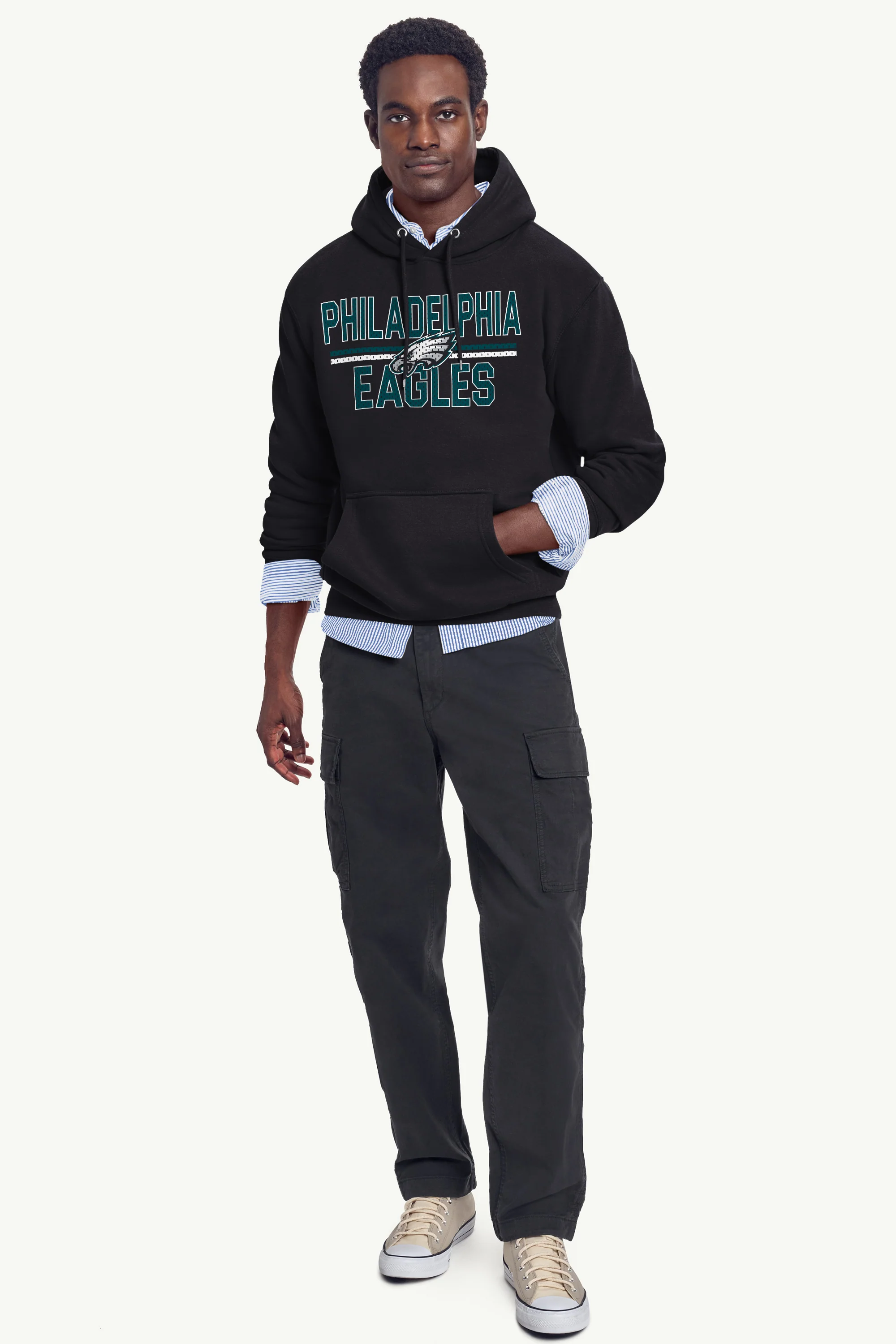 MENS PHILADELPHIA EAGLES MESH LOOK HOODIE - Image 2
