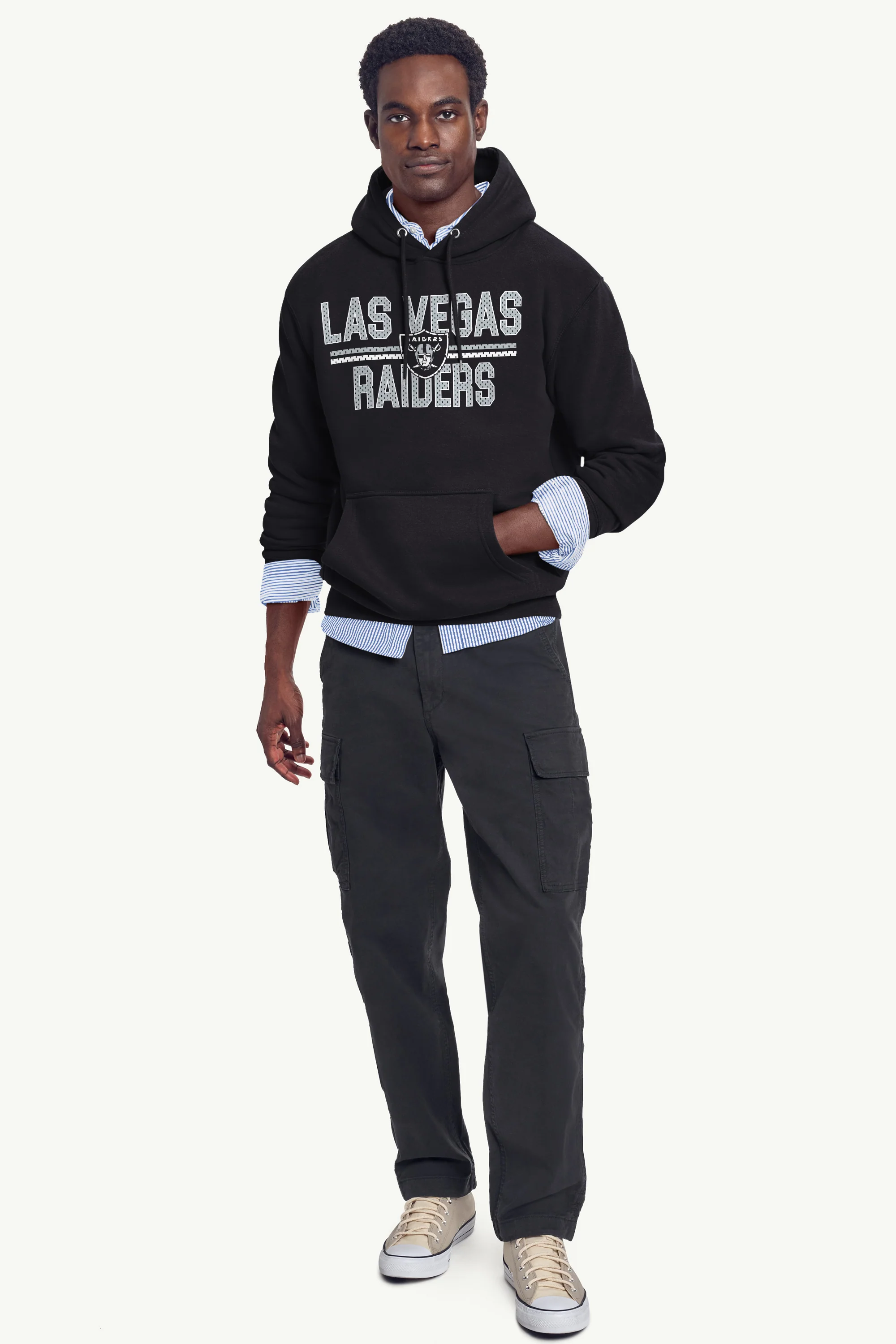 MENS LAS VEGAS RAIDERS MESH LOOK HOODIE - Image 2