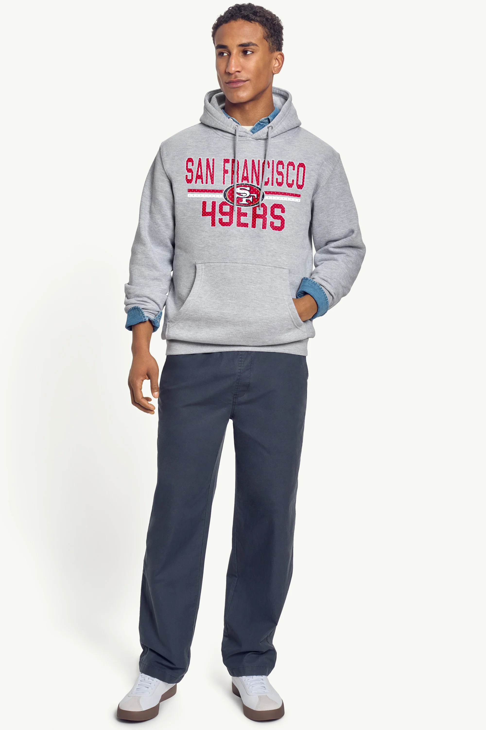 MENS SAN FRANCISCO 49ERs MESH LOOK HOODIE - Image 2