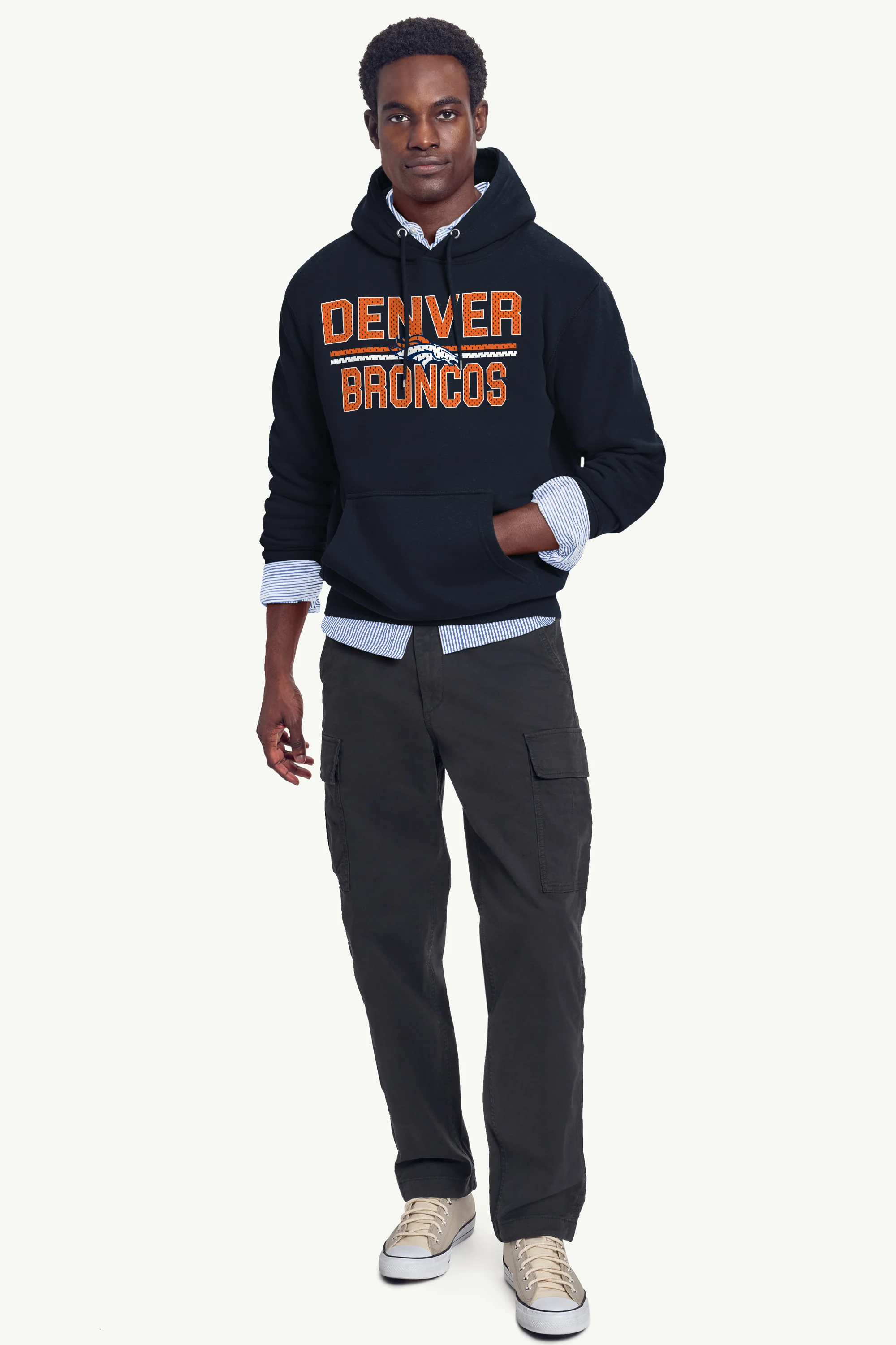 MENS DENVER BRONCOS MESH LOOK HOODIE - Image 3