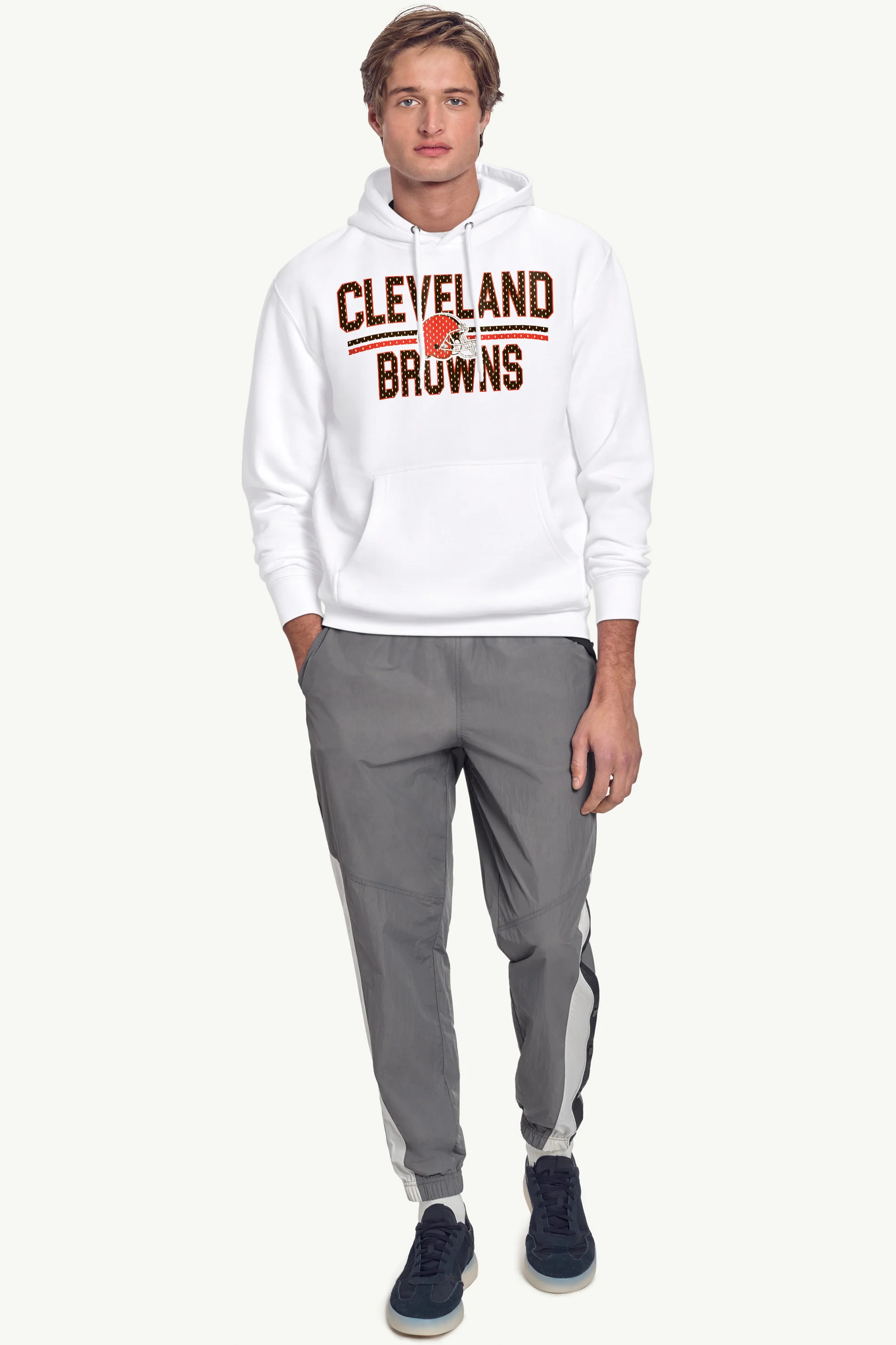 MENS CLEVELAND BROWNS MESH LOOK HOODIE - Image 2