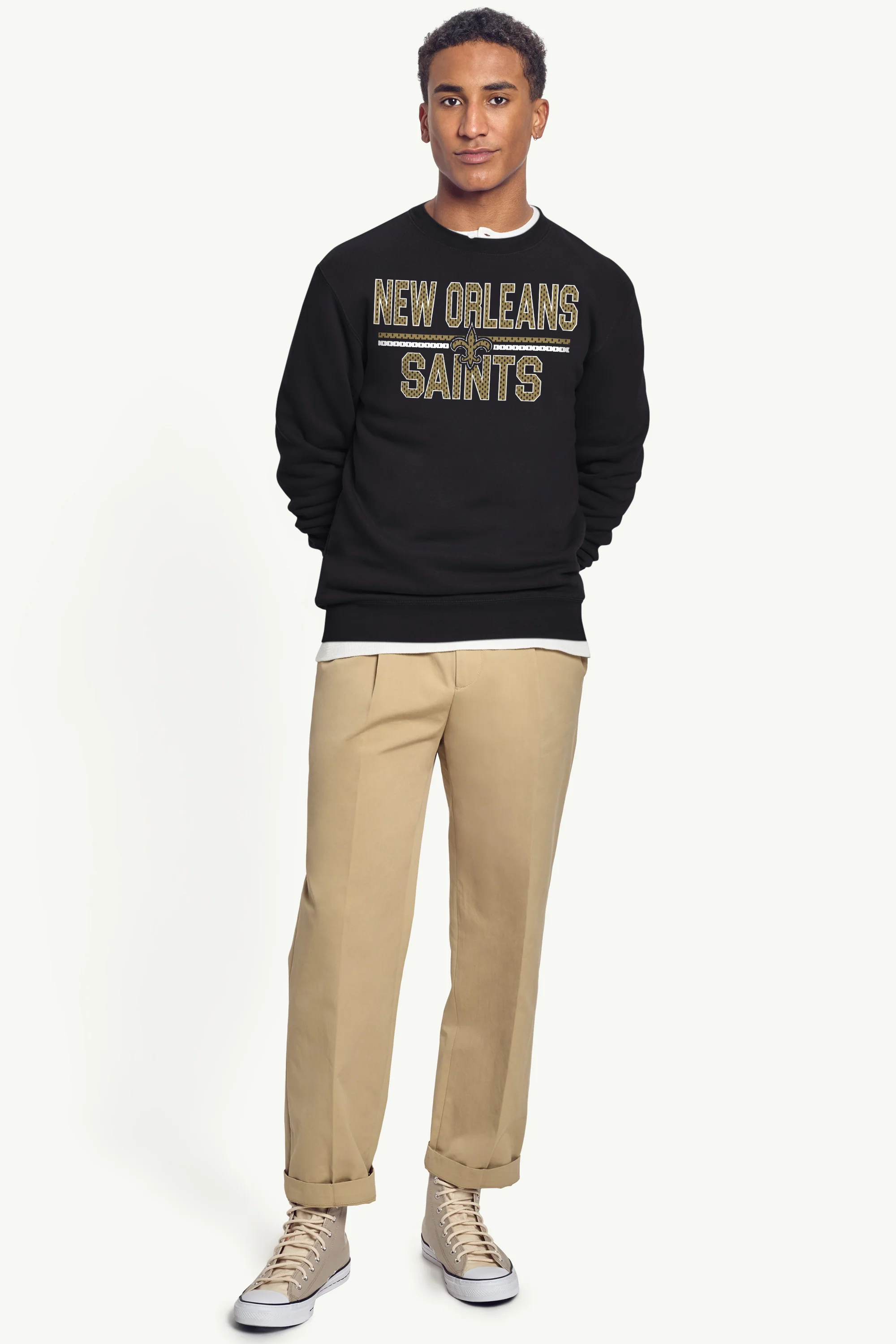 MENS NEW ORLEANS SAINTS MESH LOOK SWEATSHIRT - Image 5