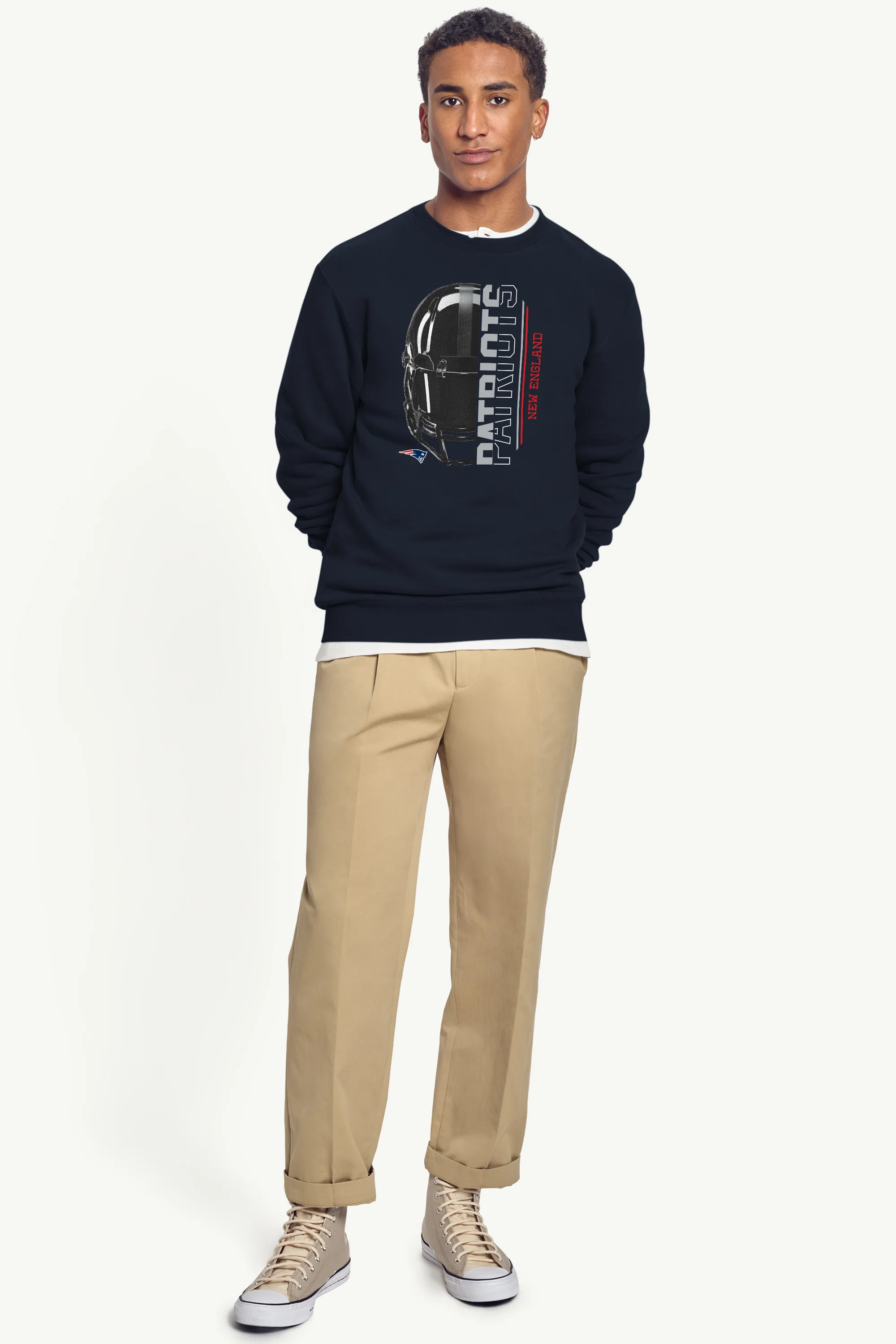MENS NEW ENGLAND PATRIOTS HALF HELMET SWEATSHIRT - Image 3