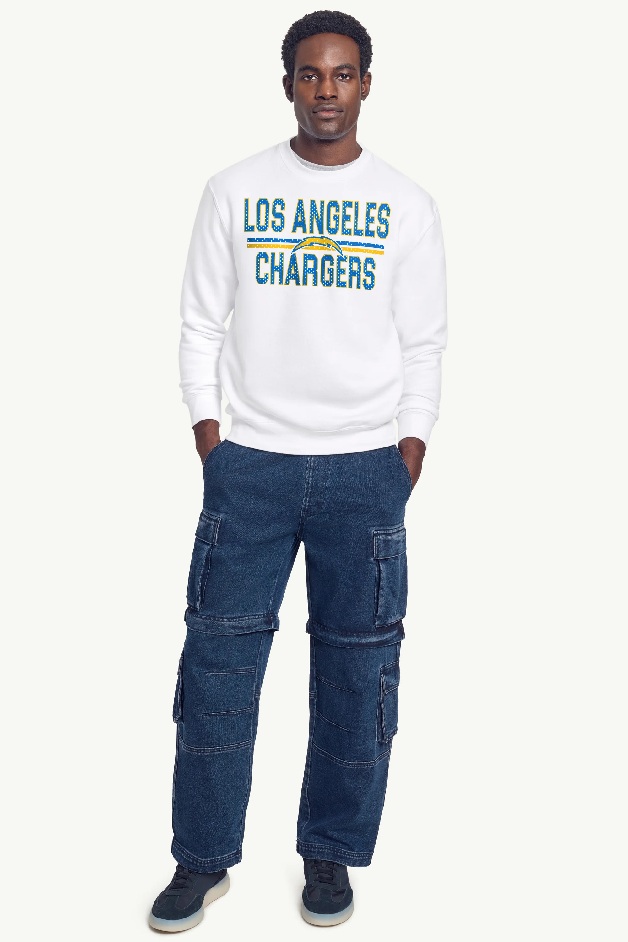 MENS LOS ANGELES CHARGERS MESH LOOK SWEATSHIRT - Image 3