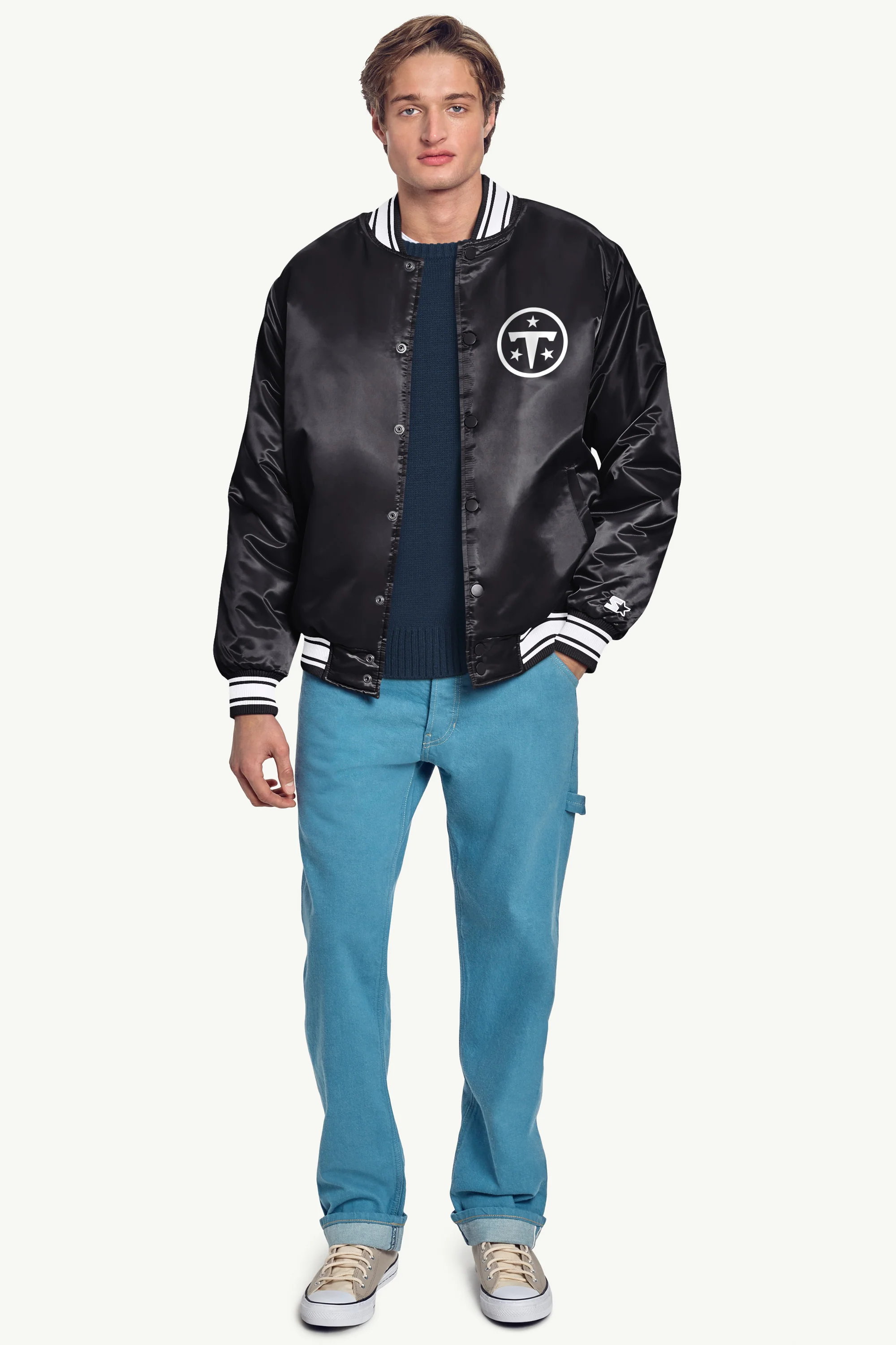 MENS TENNESSEE TITANS MESH LOOK SATIN VARSITY JACKET - Image 4