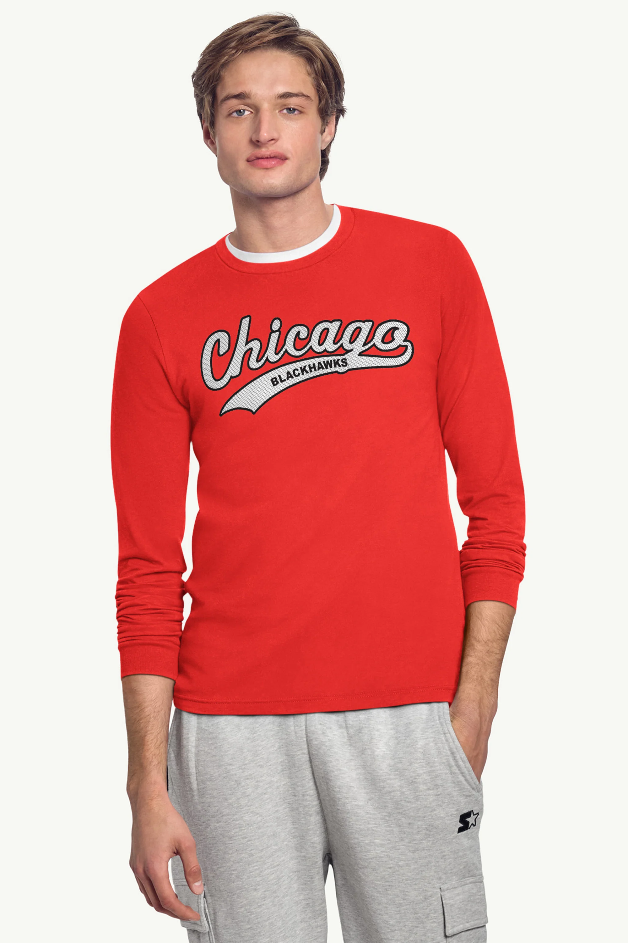 MENS CHICAGO BLACKHAWKS TAILSWEEP LONG SLEEVE T SHIRT - Image 2