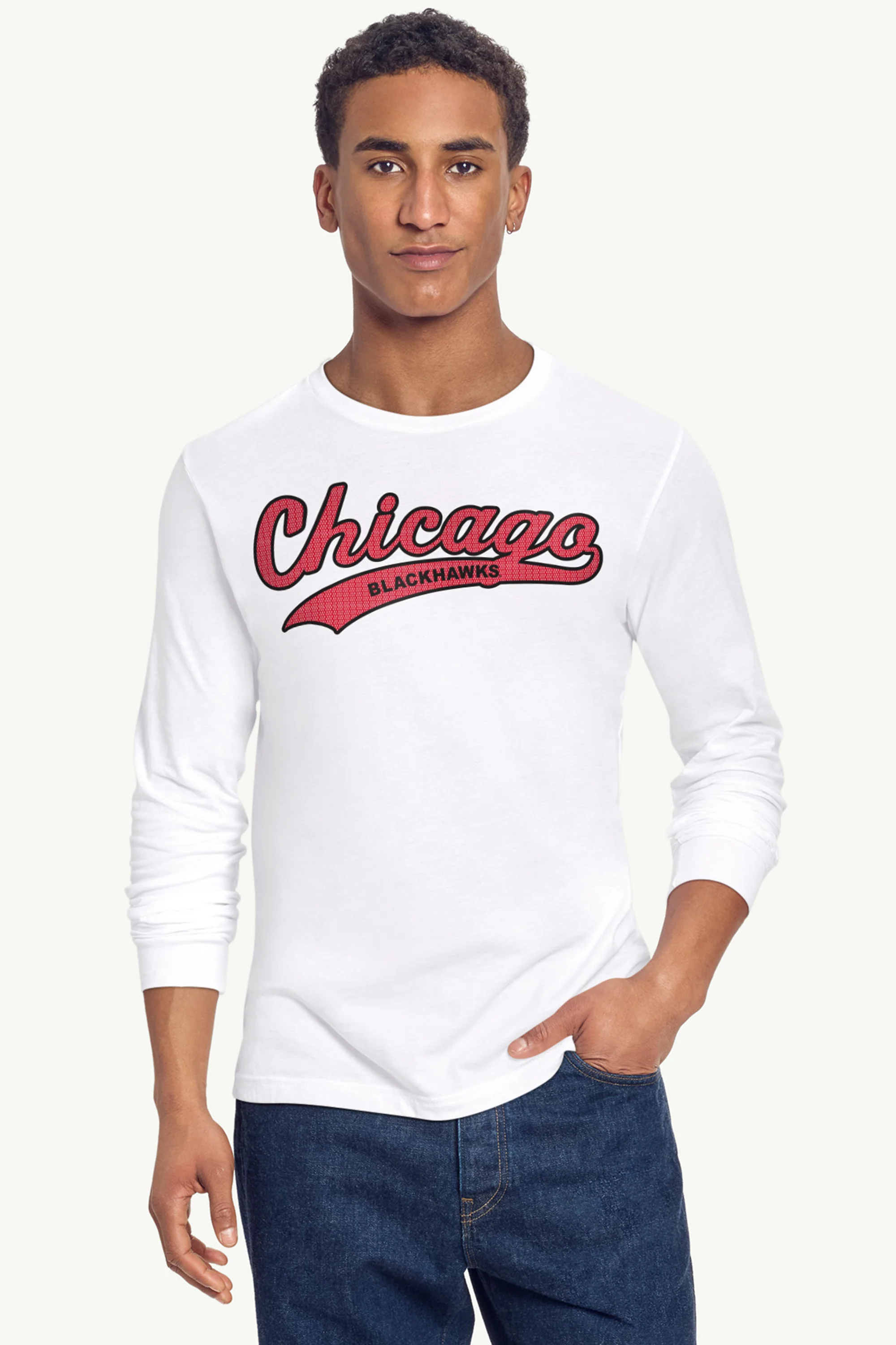 MENS CHICAGO BLACKHAWKS TAILSWEEP LONG SLEEVE T SHIRT - Image 55