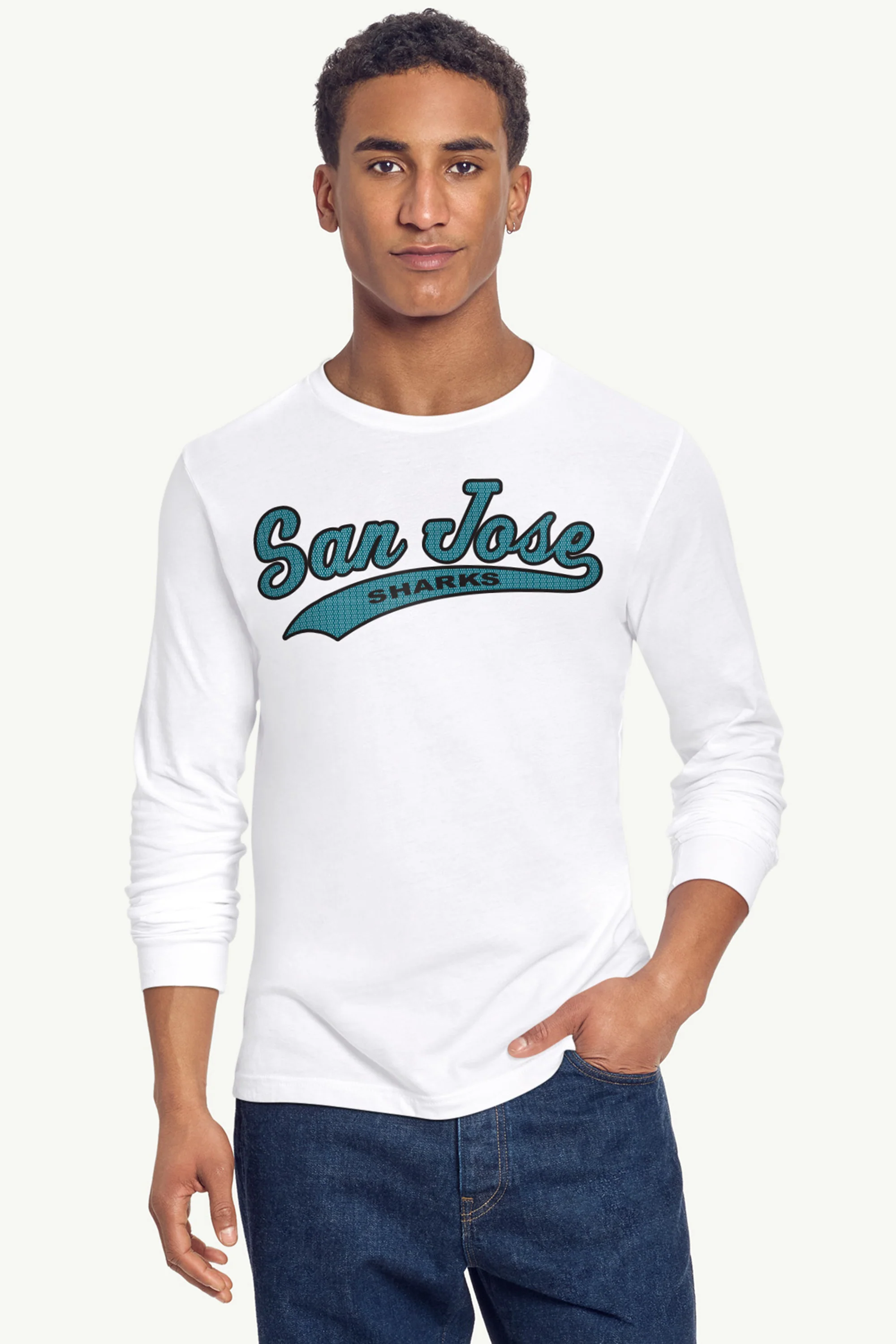 MENS SAN JOSE SHARKS TAILSWEEP LONG SLEEVE T SHIRT - Image 5