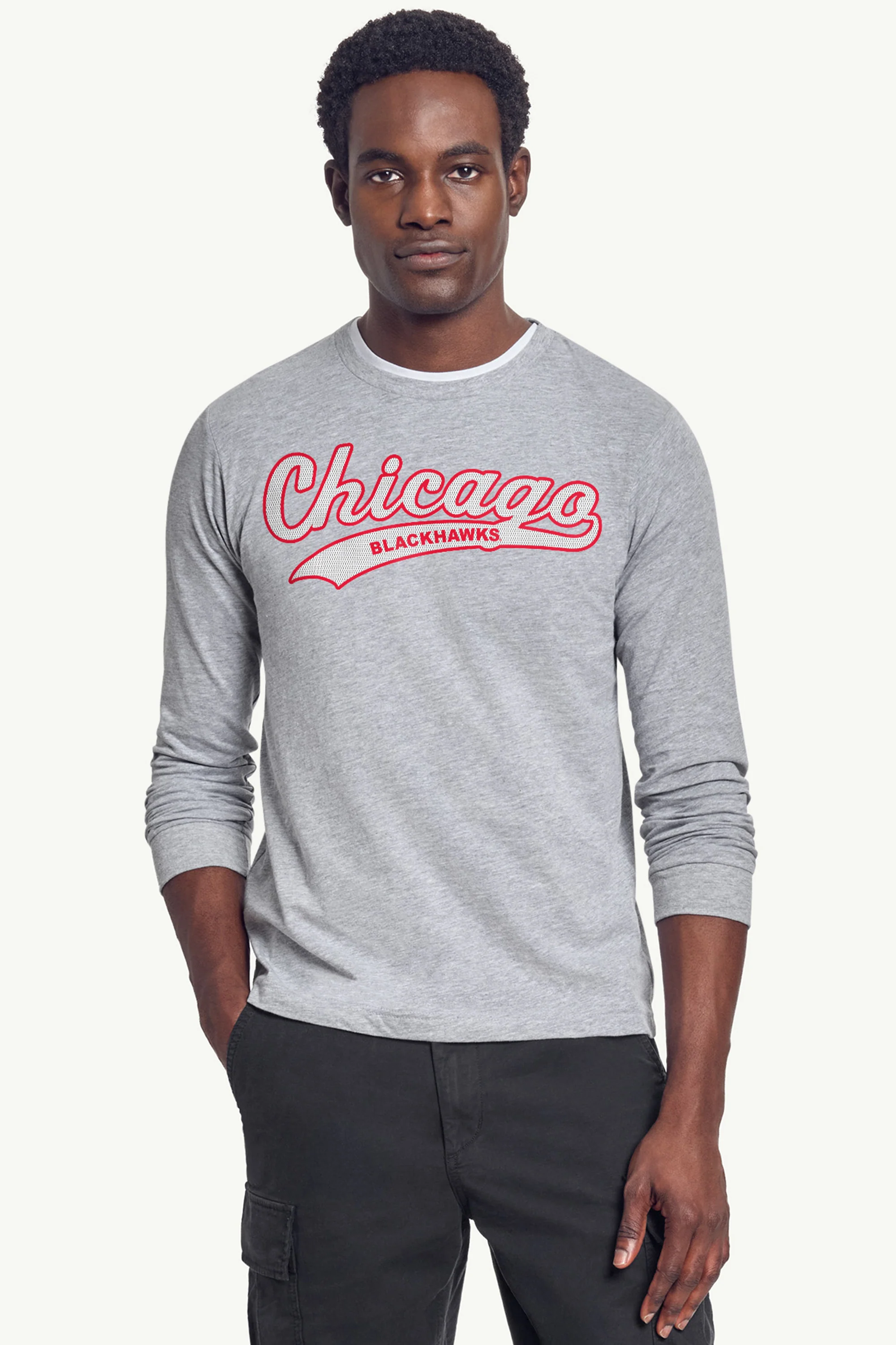 MENS CHICAGO BLACKHAWKS TAILSWEEP LONG SLEEVE T SHIRT - Image 3