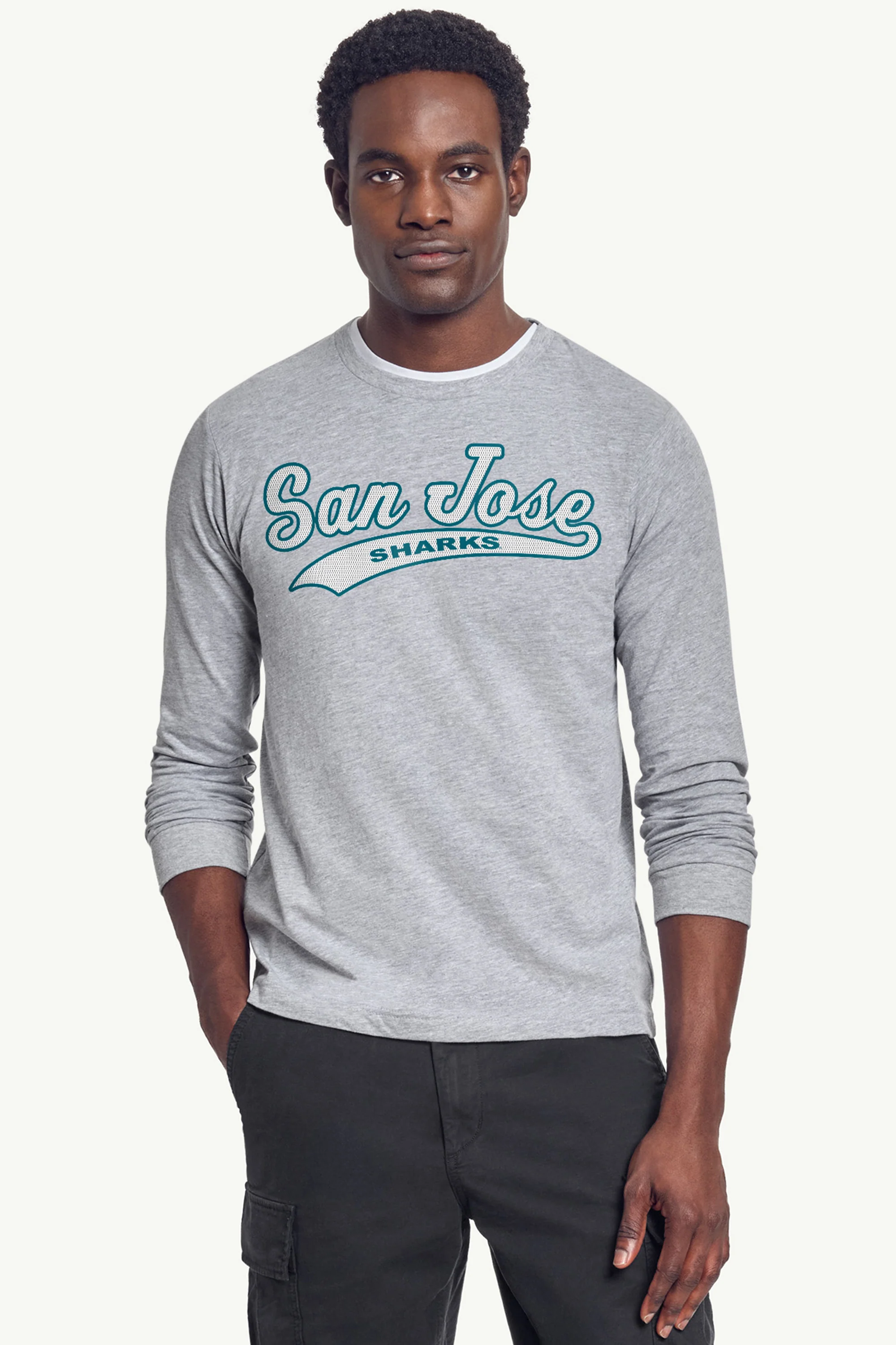 MENS SAN JOSE SHARKS TAILSWEEP LONG SLEEVE T SHIRT - Image 2