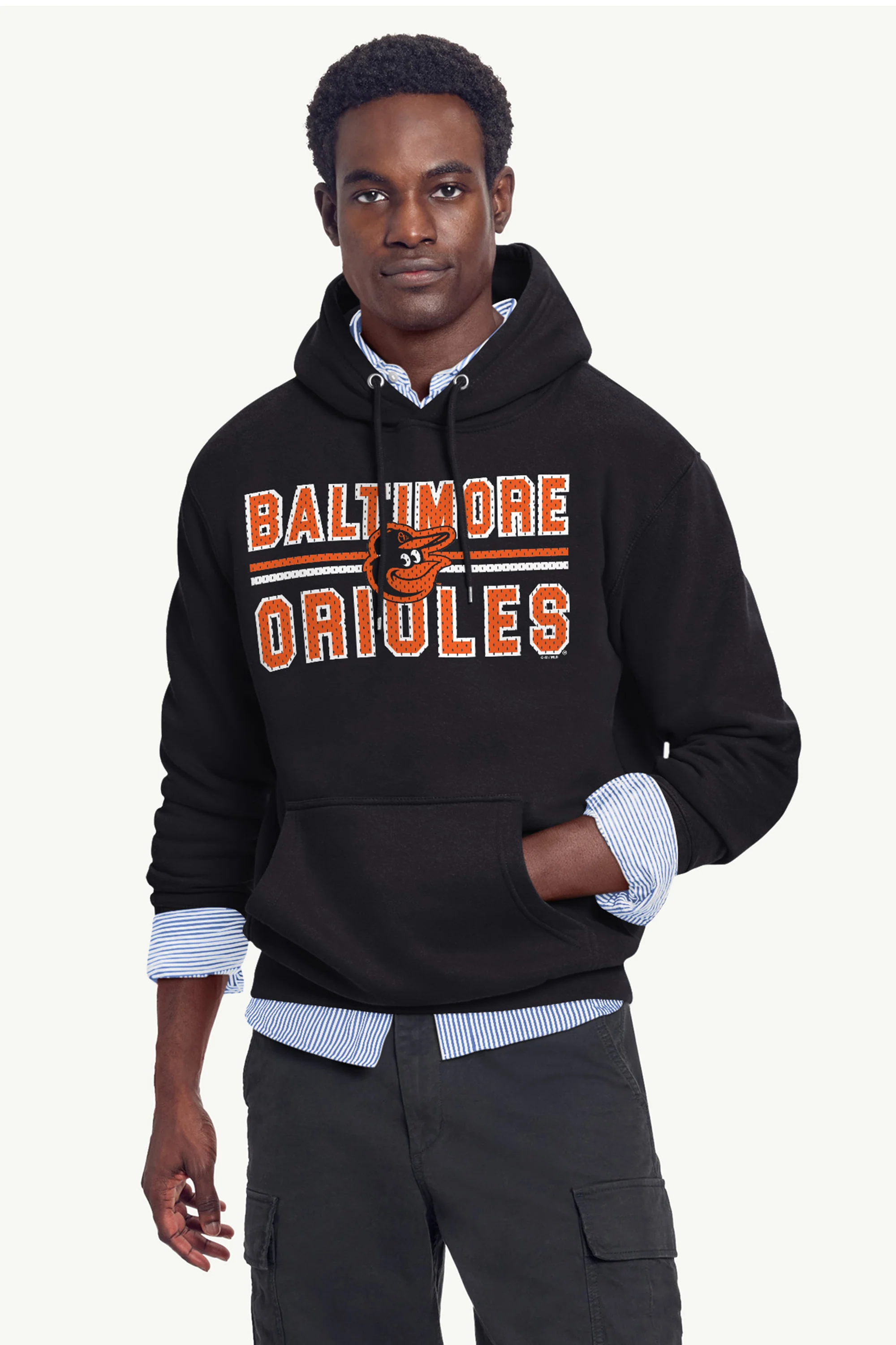 MENS BALTIMORE ORIOLES MESH LOOK HOODIE - Image 2