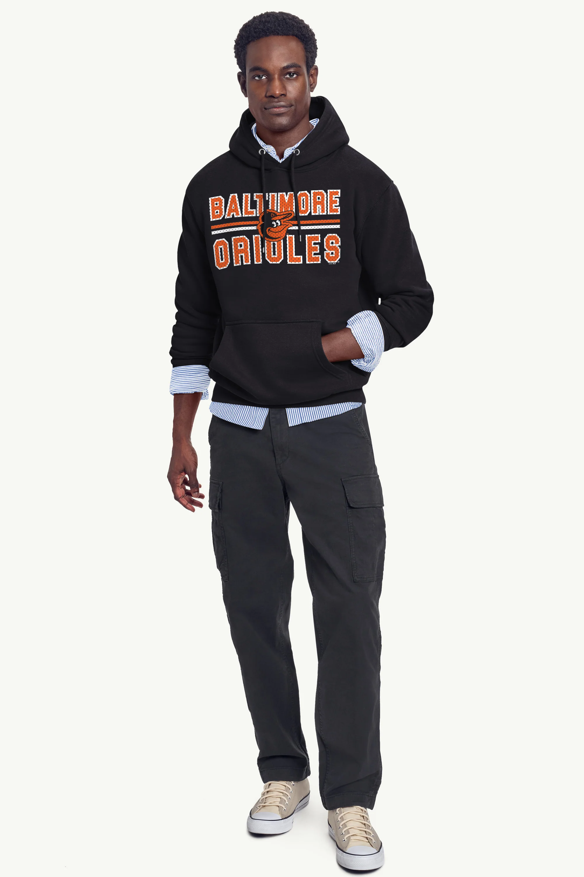 MENS BALTIMORE ORIOLES MESH LOOK HOODIE - Image 3