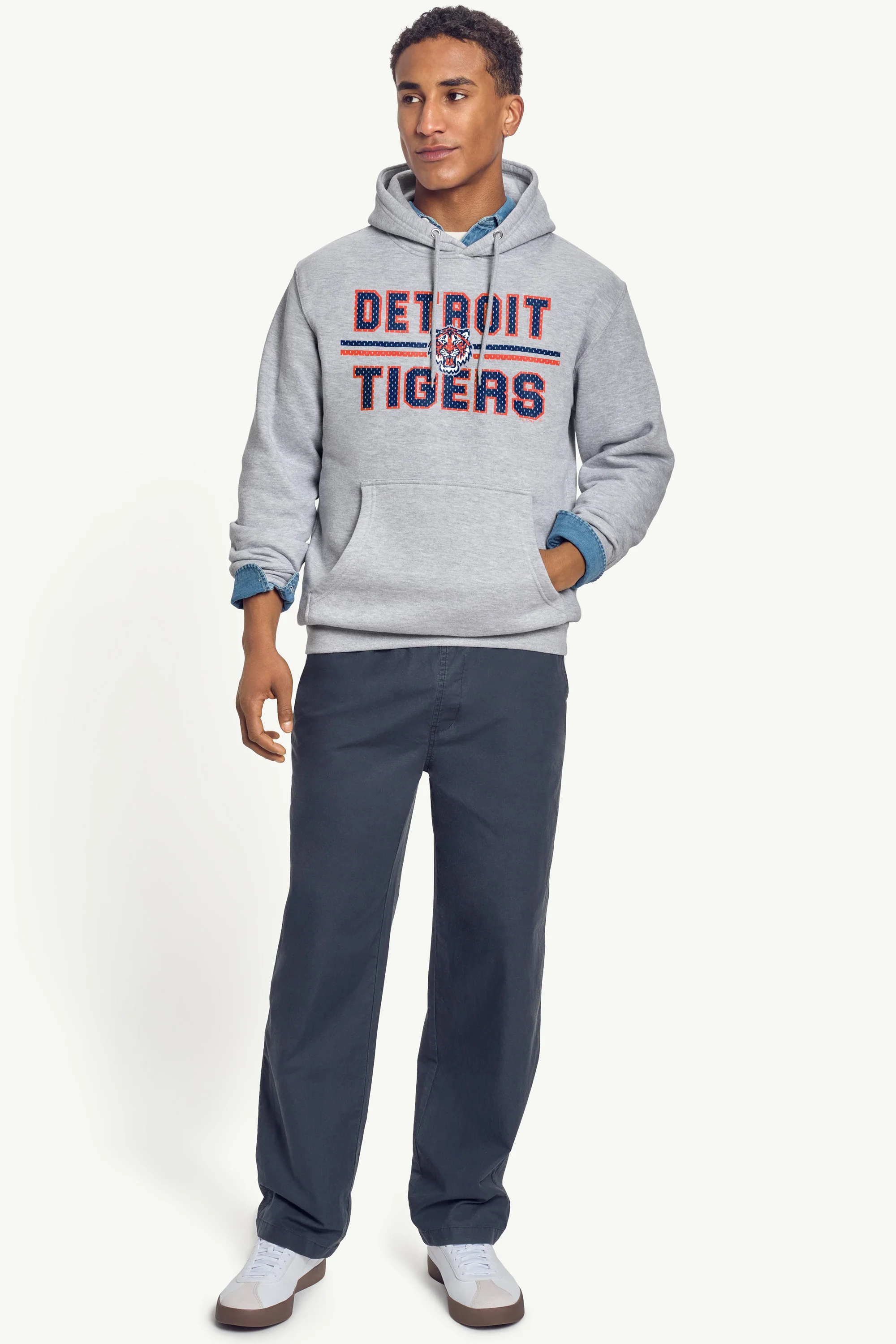 MENS DETROIT TIGERS MESH LOOK HOODIE - Image 3