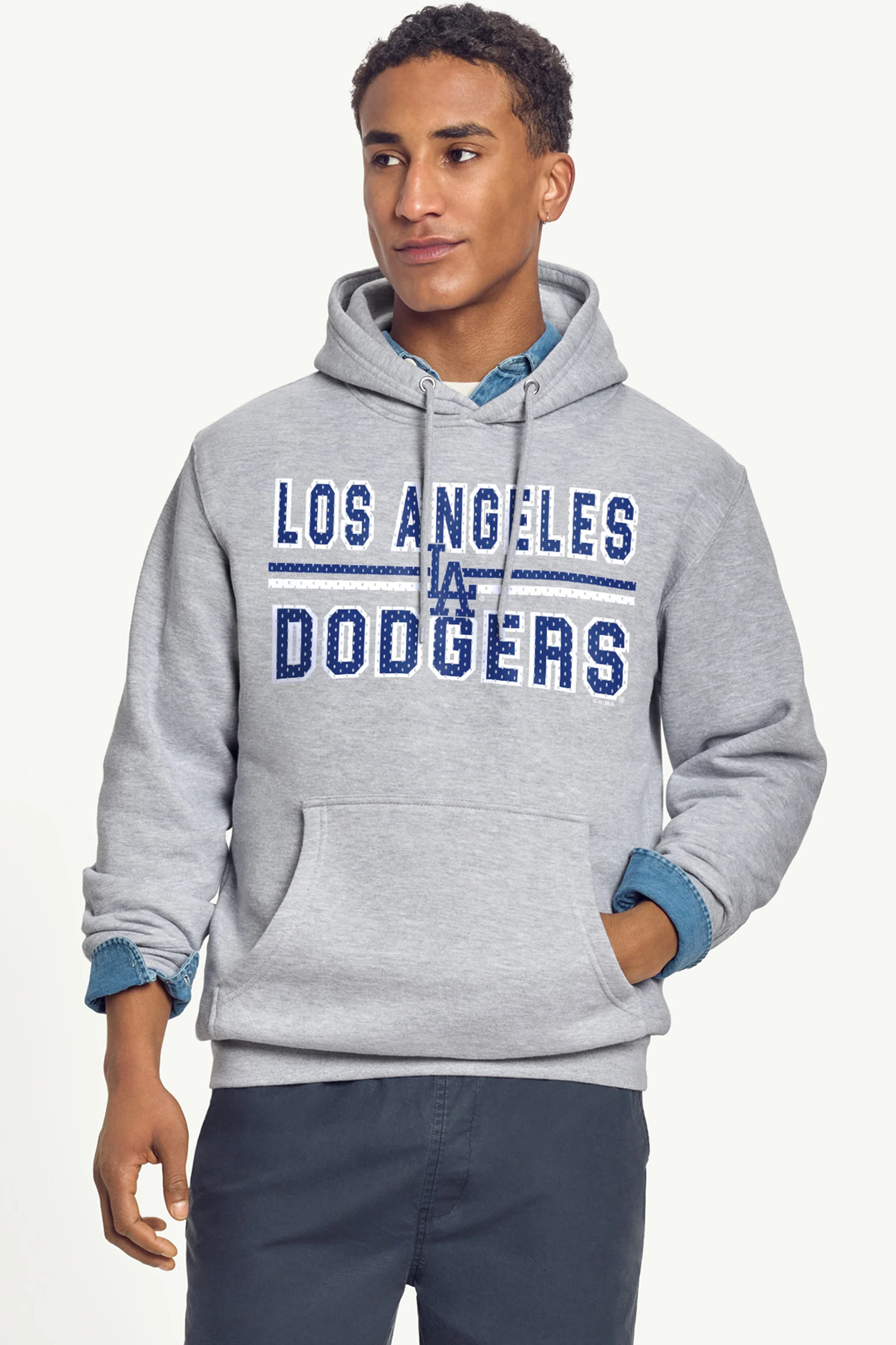 MENS LOS ANGELES DODGERS MESH LOOK HOODIE - Image 4