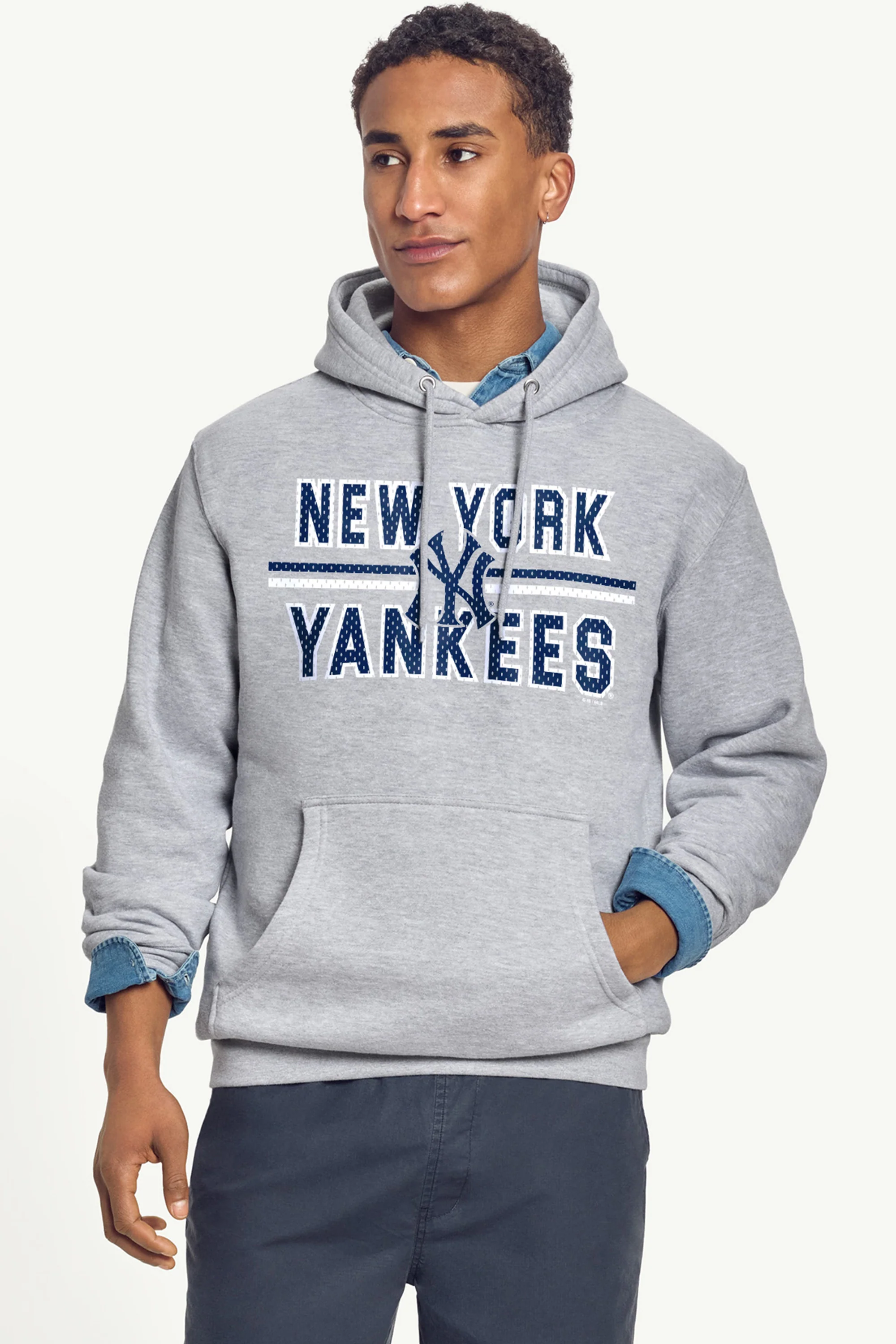 MENS NEW YORK YANKEES MESH LOOK HOODIE - Image 2