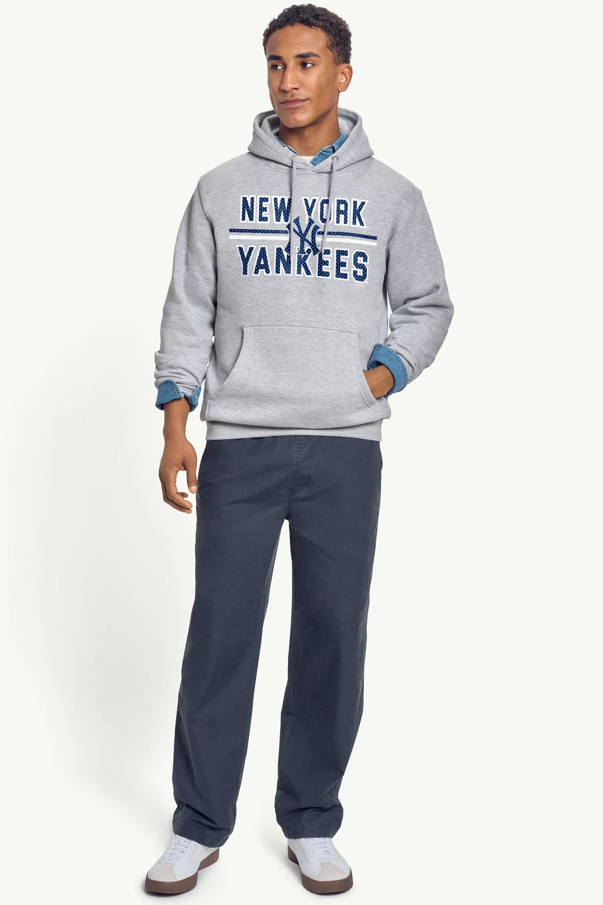 MENS NEW YORK YANKEES MESH LOOK HOODIE - Image 7