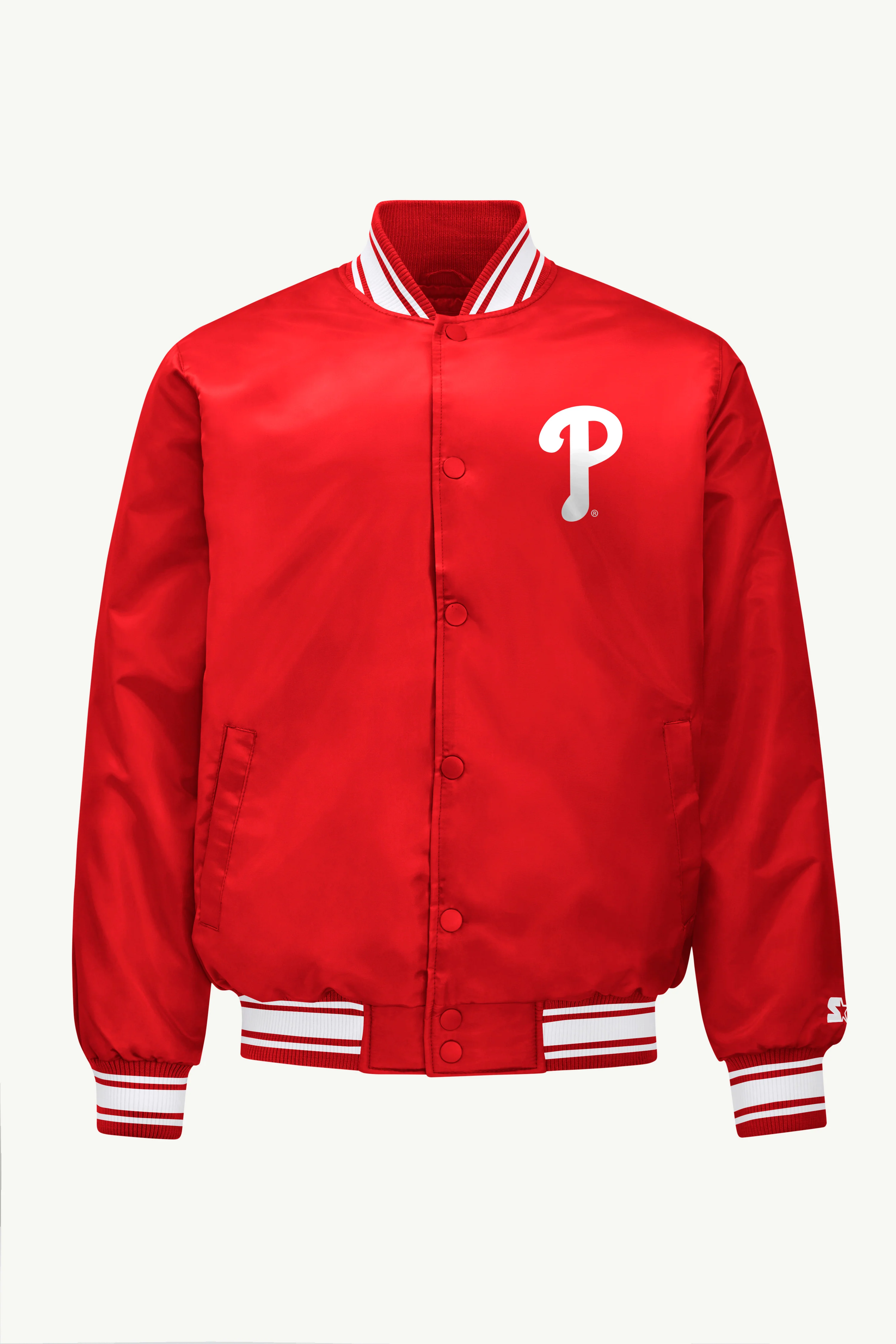 MENS PHILADELPHIA PHILLIES SATIN VARSITY JACKET