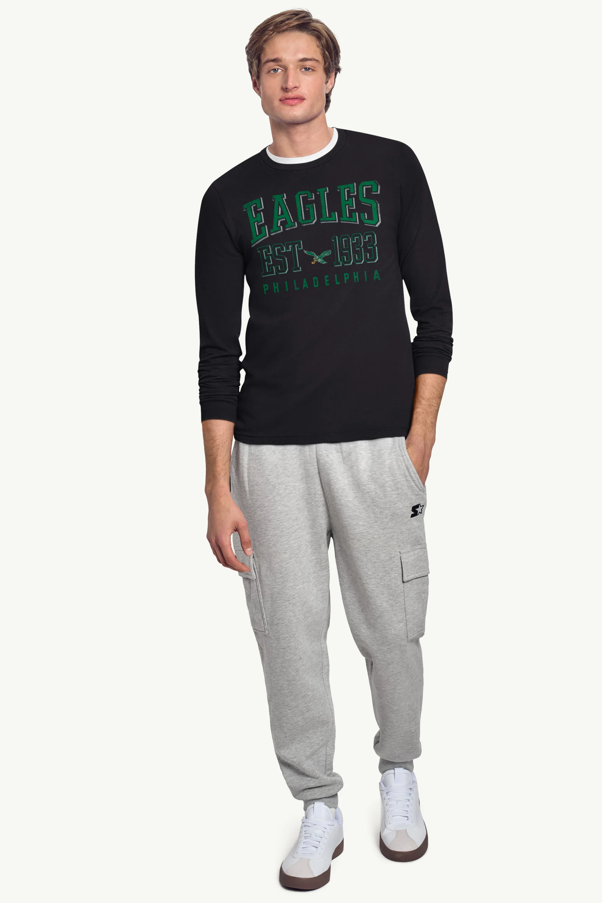 MENS PHILADELPHIA EAGLES RETRO LONG SLEEVE T SHIRT - Image 2
