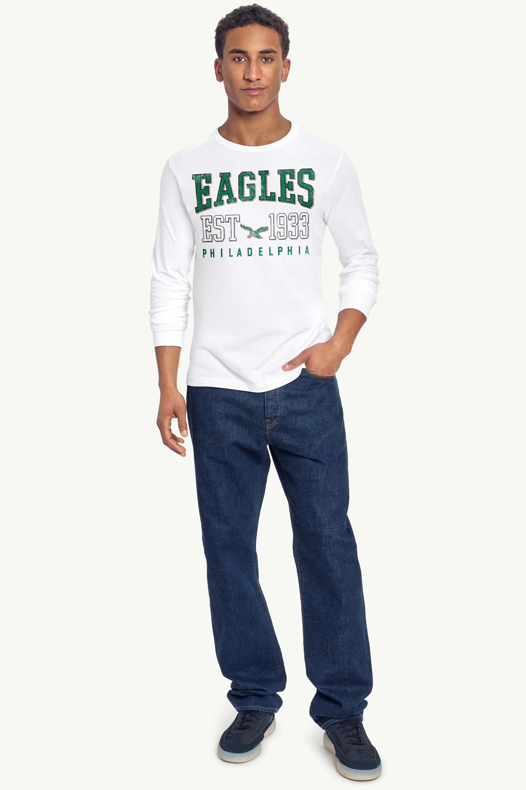 MENS PHILADELPHIA EAGLES RETRO LONG SLEEVE T SHIRT - Image 4