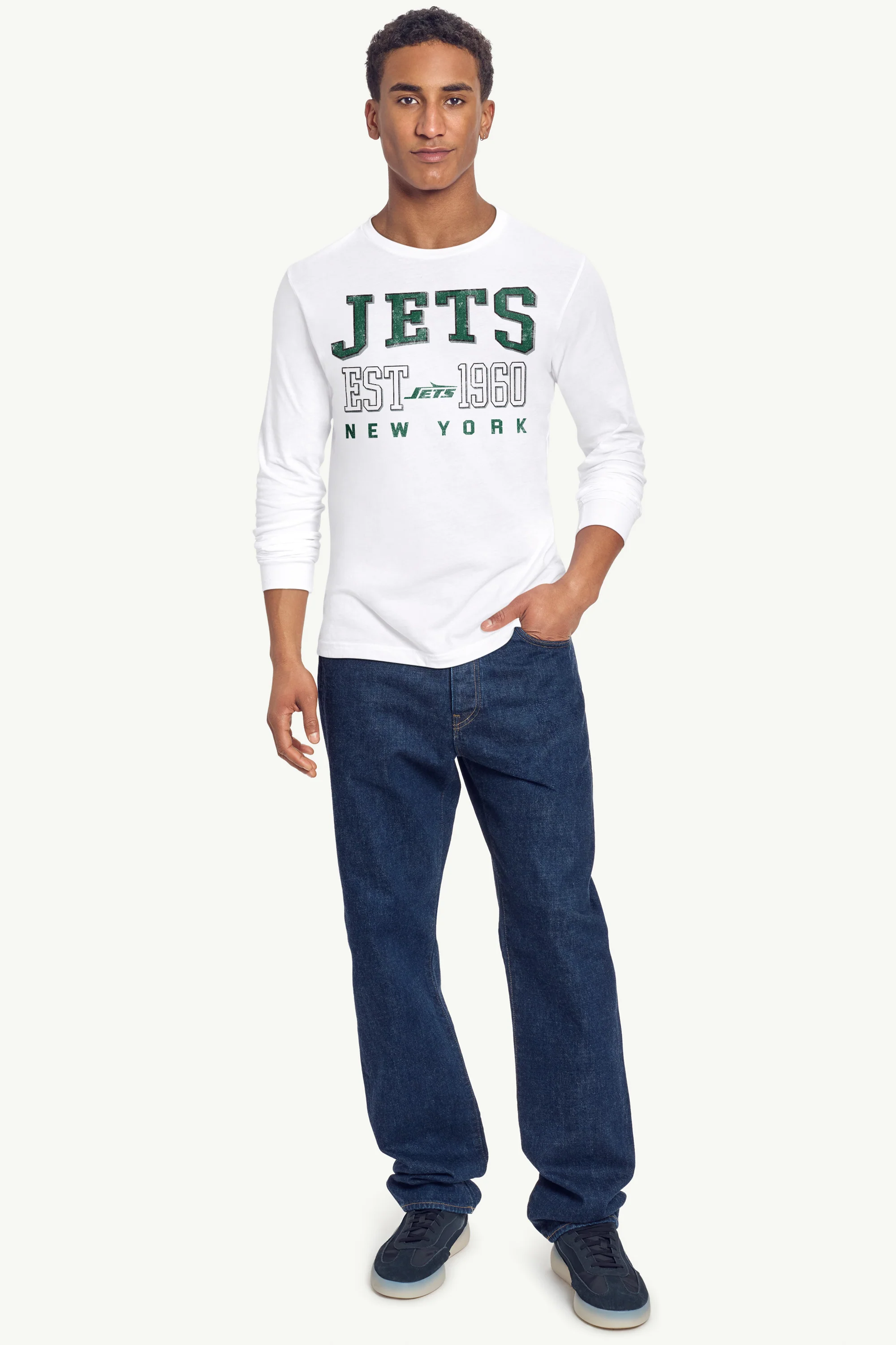 MENS NEW YORK JETS RETRO LONG SLEEVE T SHIRT - Image 3