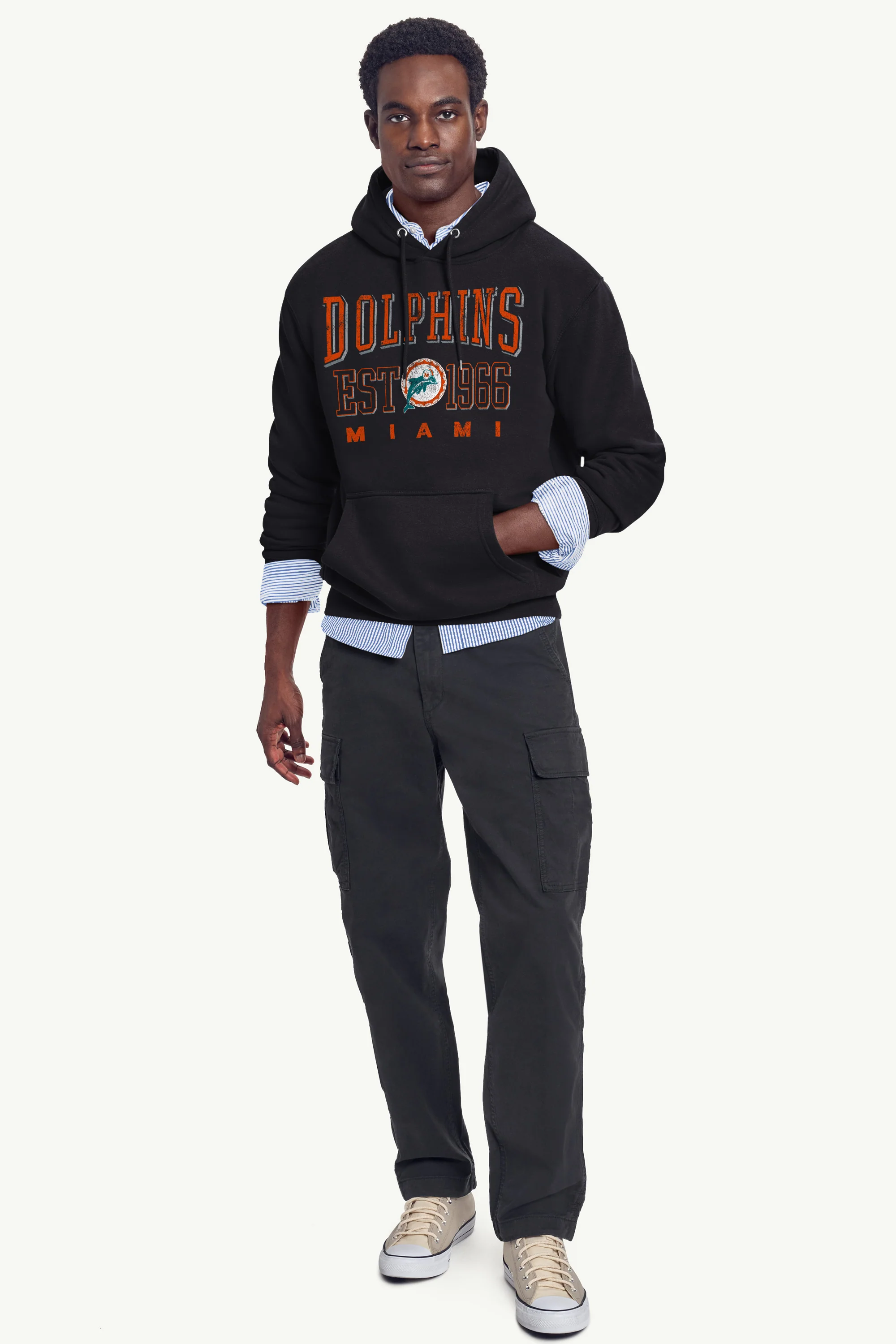 MENS MIAMI DOLPHINS RETRO HOODIE - Image 2