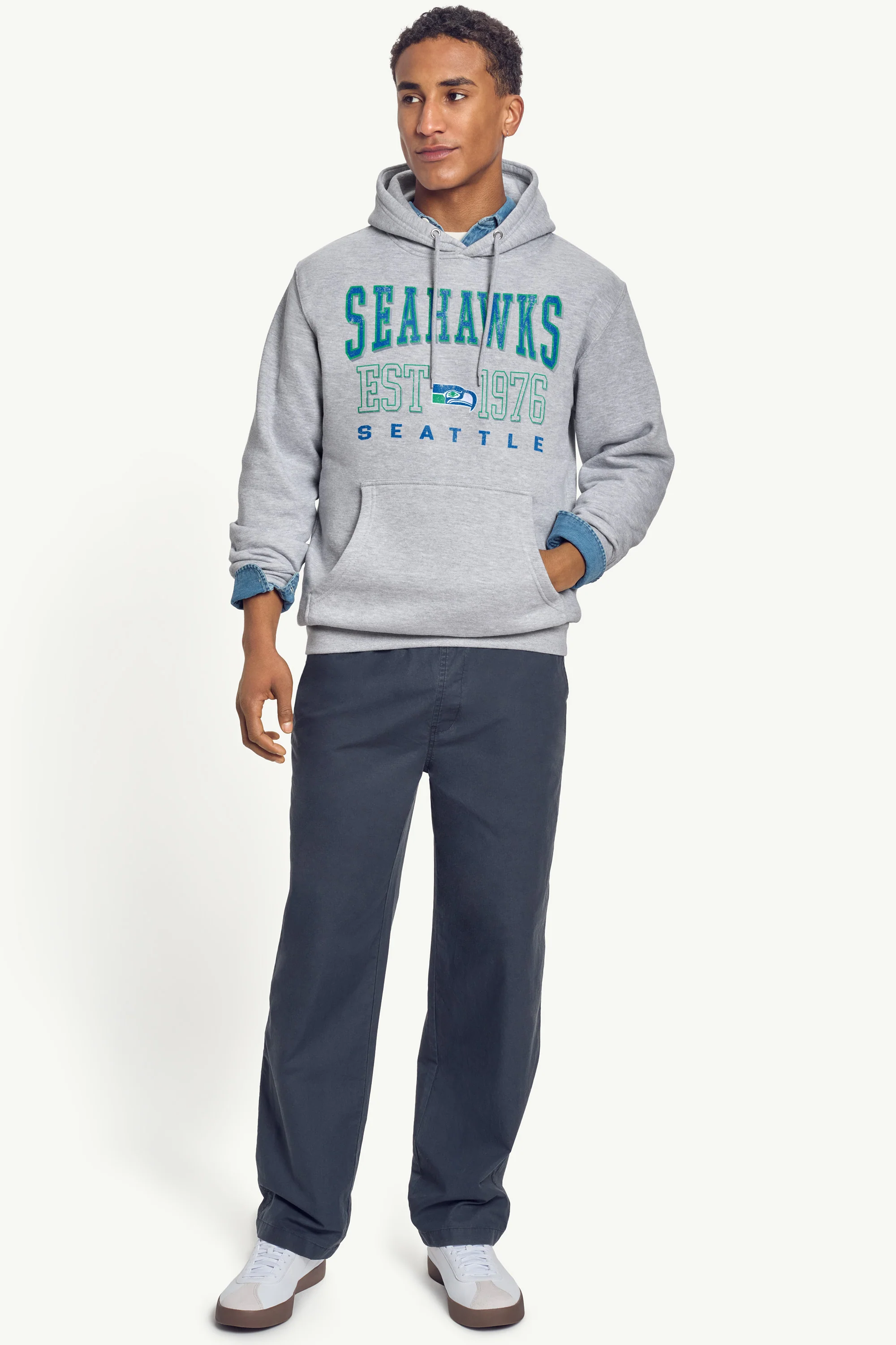 MENS SEATTLE SEAHAWKS RETRO HOODIE - Image 2