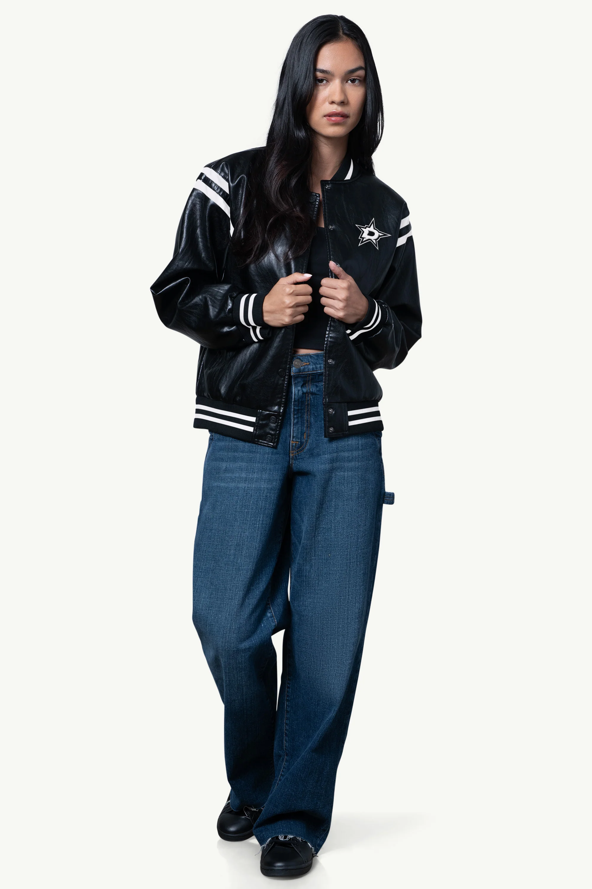 WOMENS DALLAS STARS FAUX LEATHER VARSITY - Image 2
