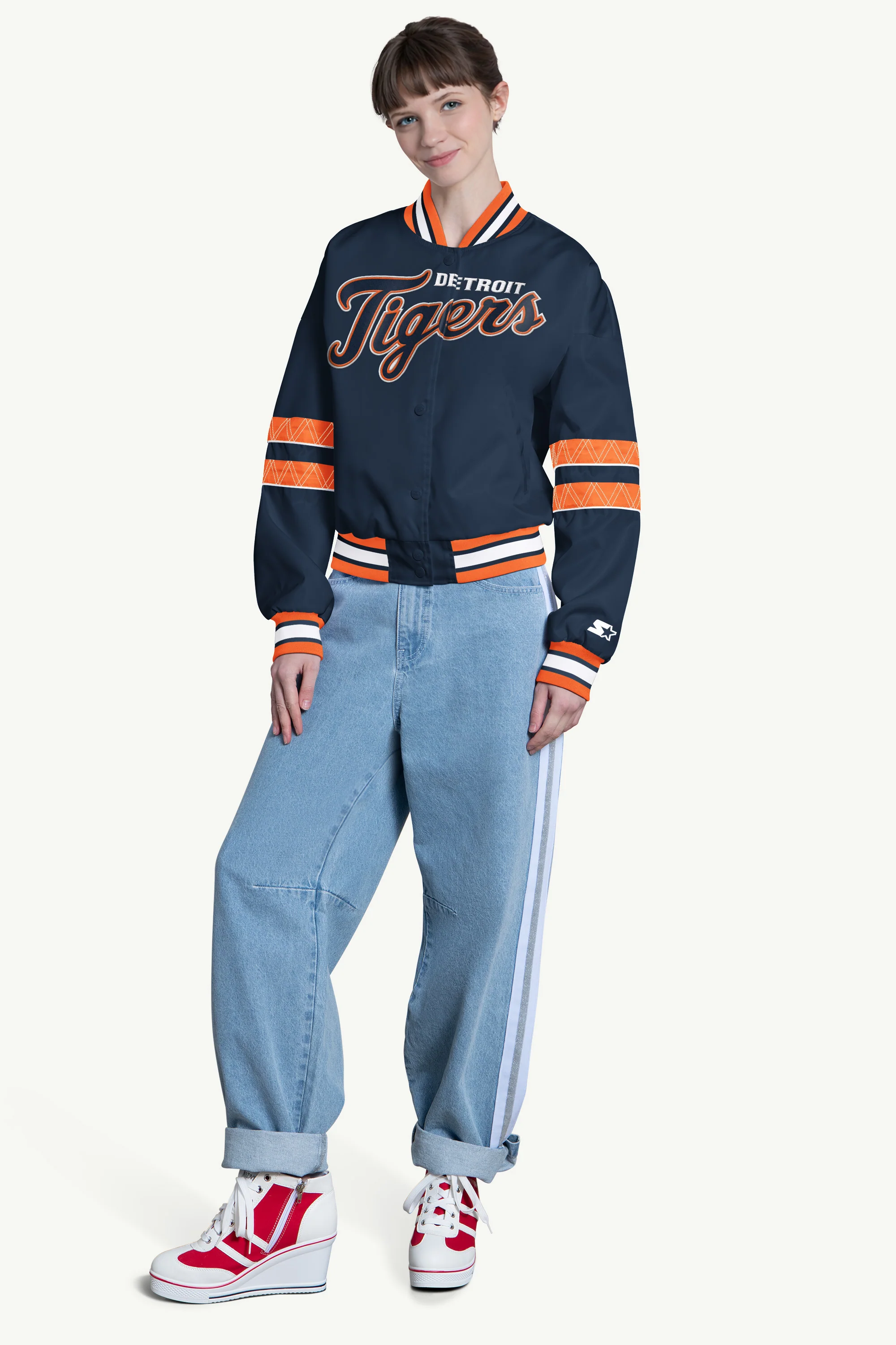 WOMENS DETROIT TIGERS INTERCEPTION VARSITY JACKET - Image 3