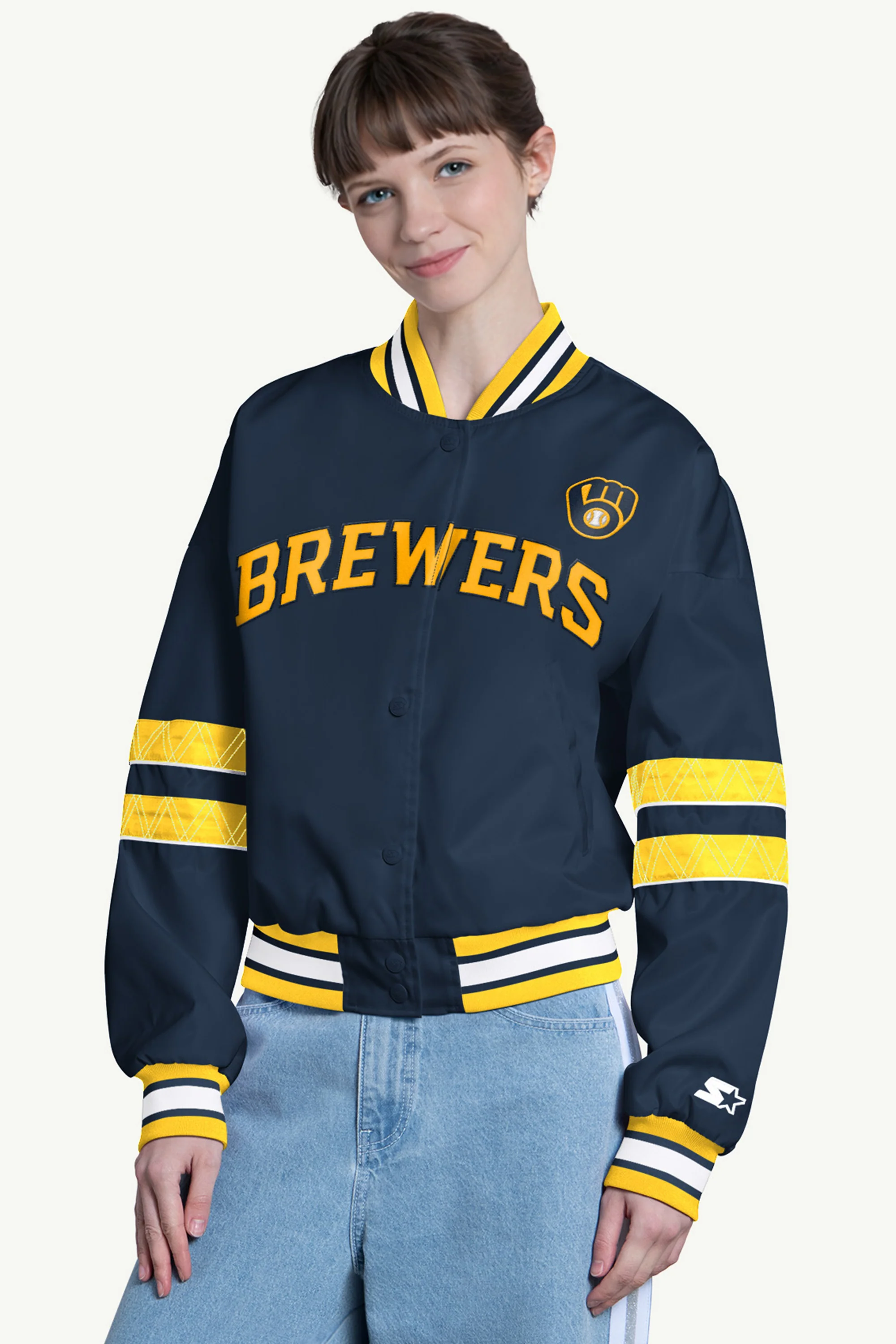 WOMENS MILWAUKEE BREWERS INTERCEPTION VARSITY JACKET