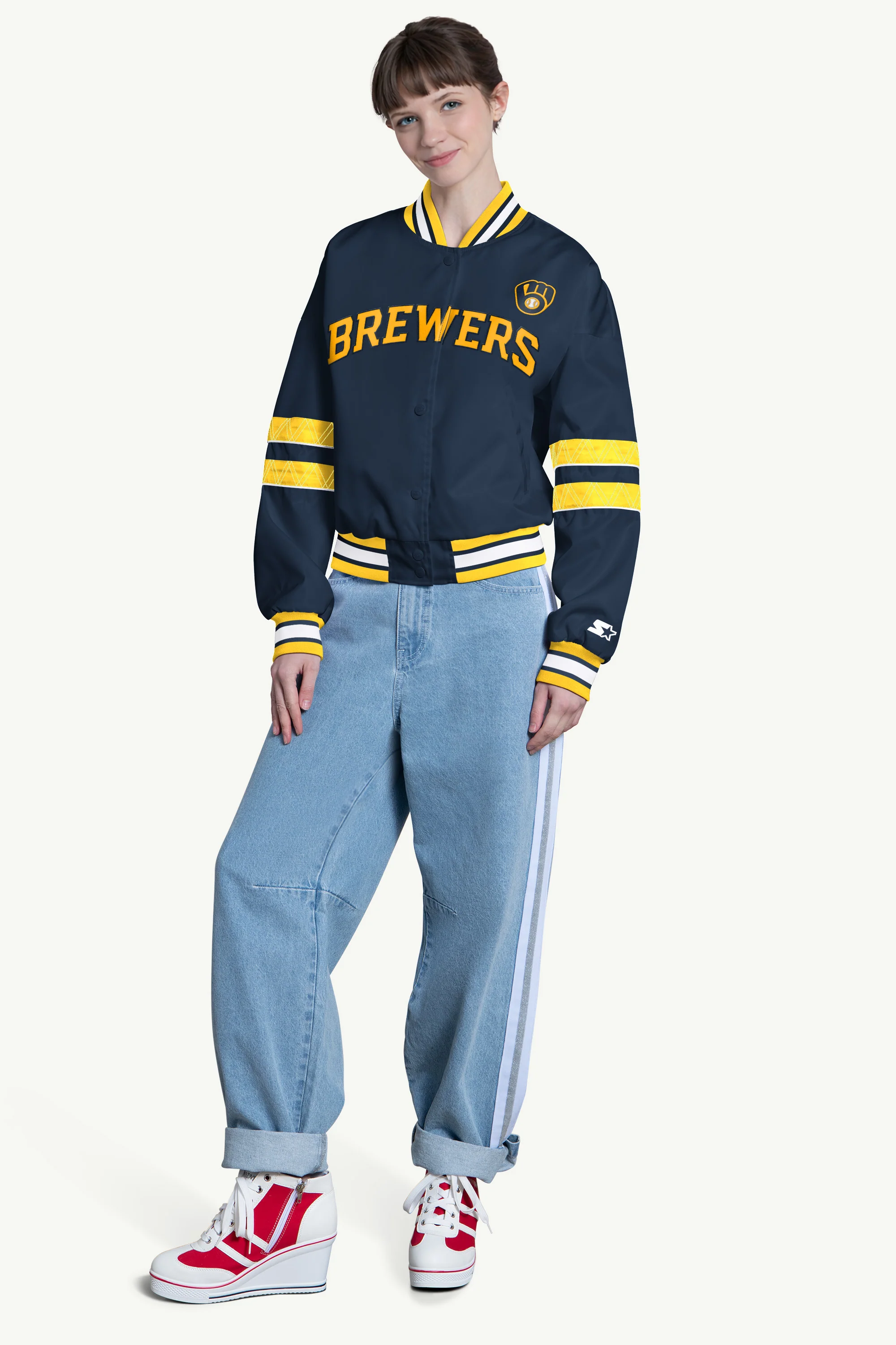WOMENS MILWAUKEE BREWERS INTERCEPTION VARSITY JACKET - Image 3
