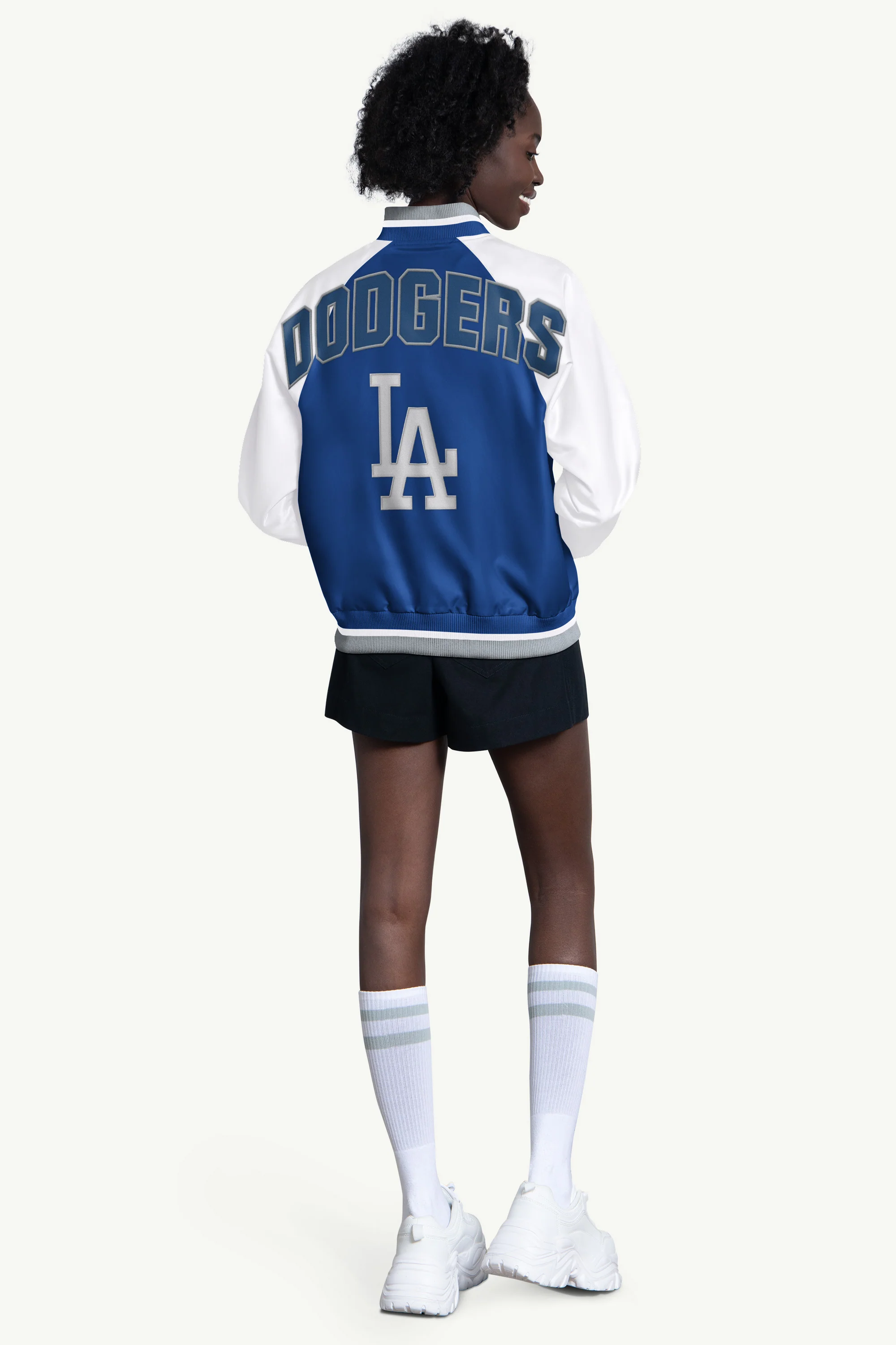 WOMENS LOS ANGELES DODGERS BLITZ VARSITY JACKET - Image 2