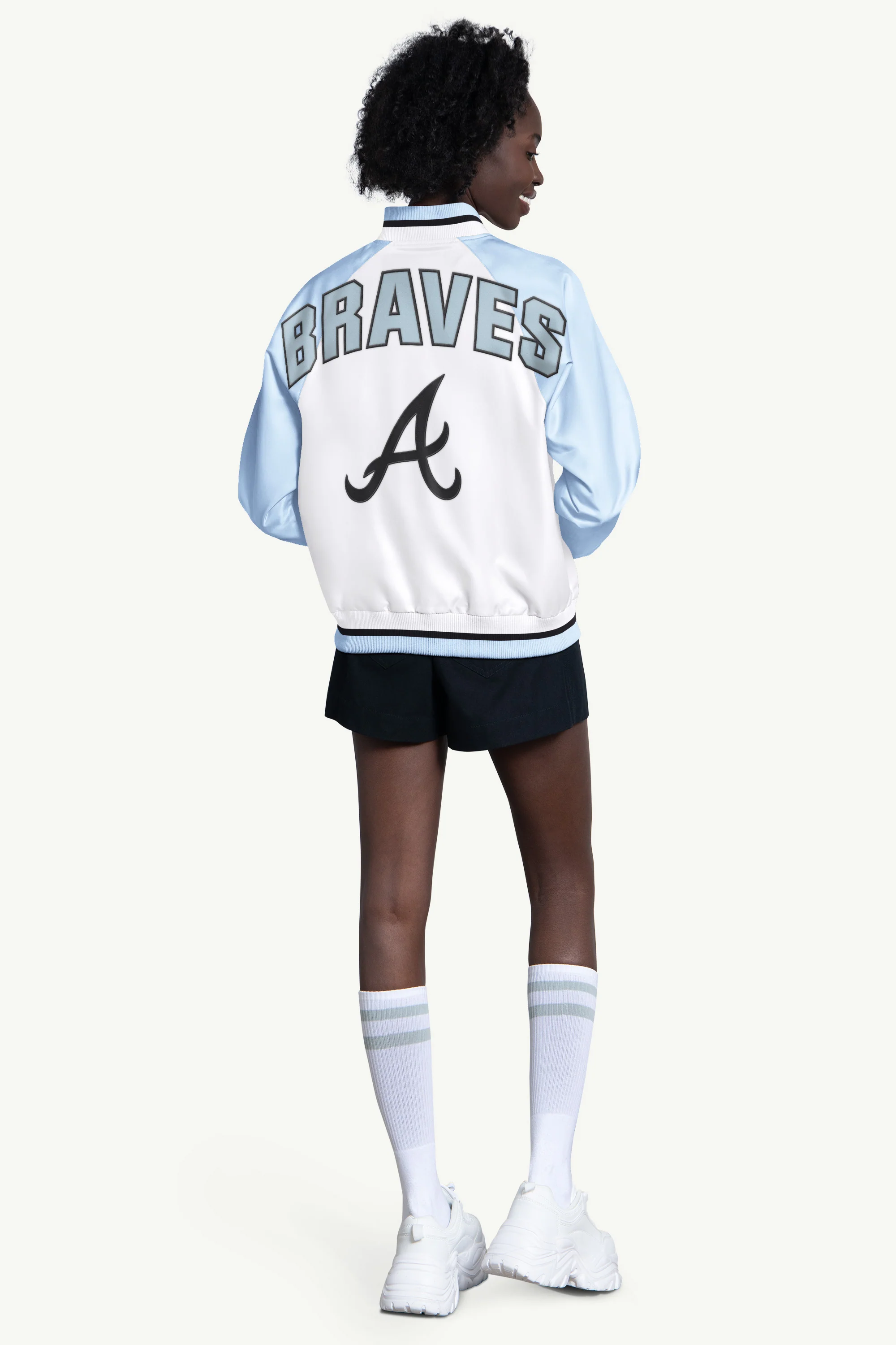 WOMENS ATLANTA BRAVES BLITZ VARSITY JACKET - Image 2