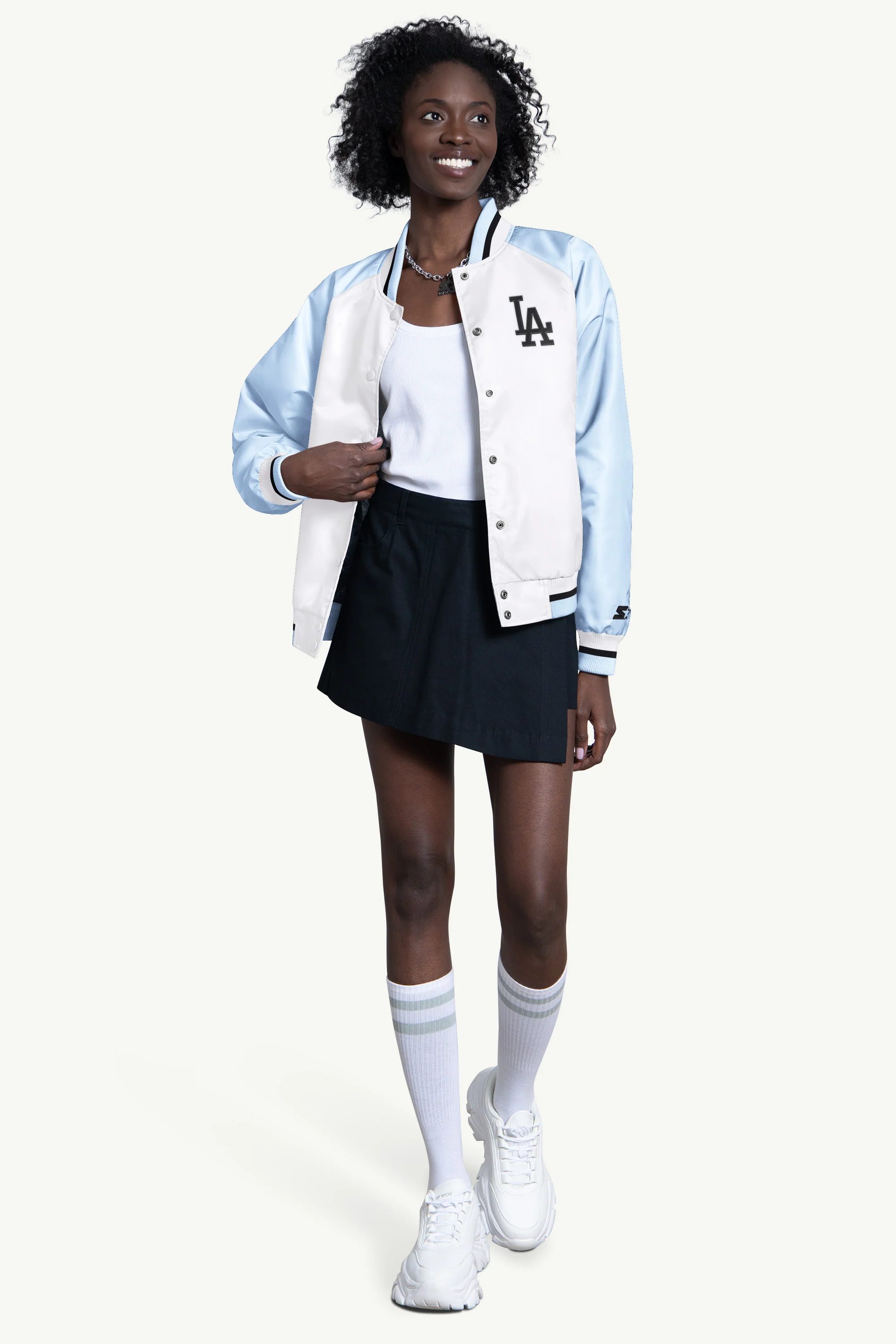 WOMENS LOS ANGELES DODGERS BLITZ VARSITY JACKET - Image 4