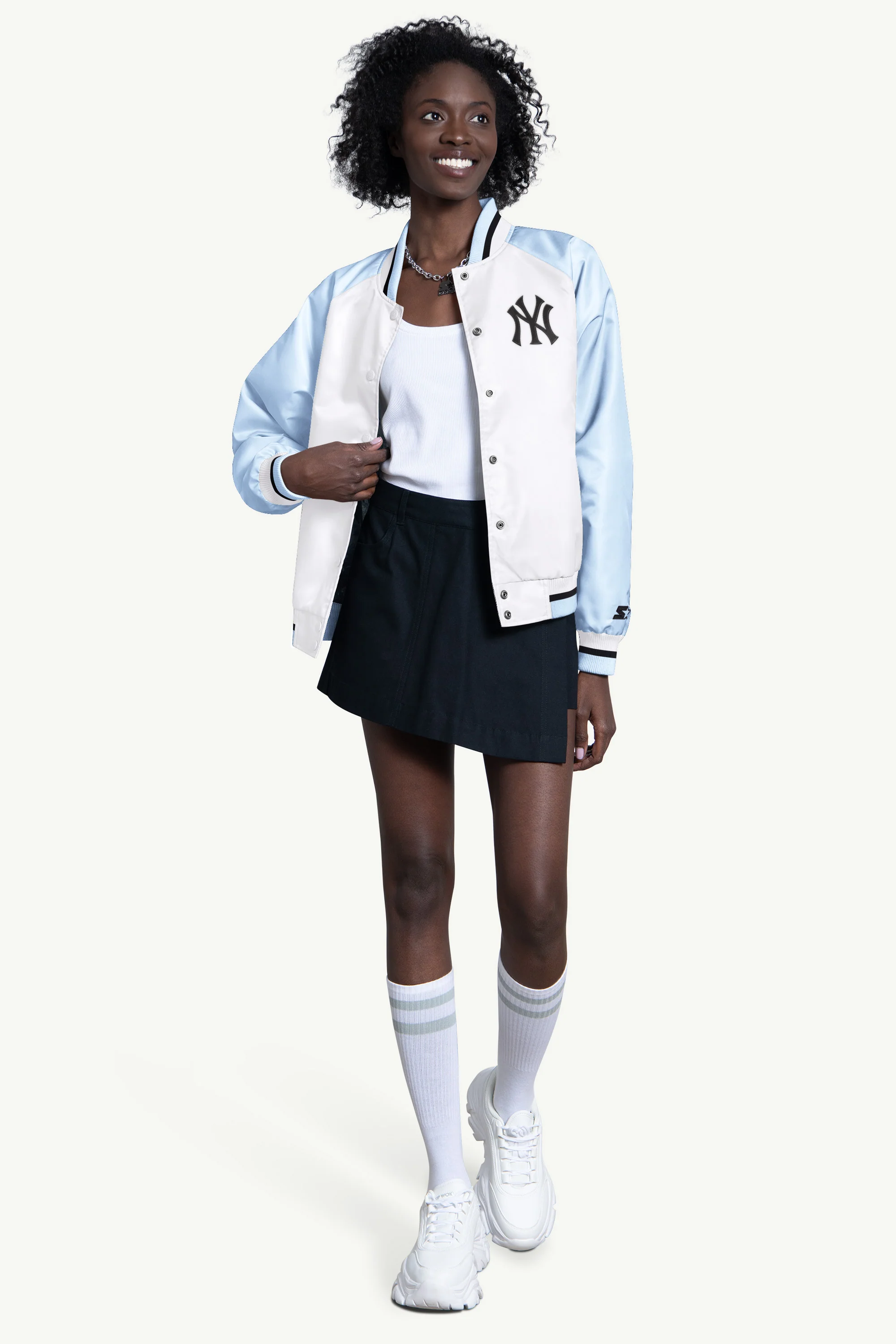 WOMENS NEW YORK YANKEES BLITZ VARSITY JACKET - Image 4